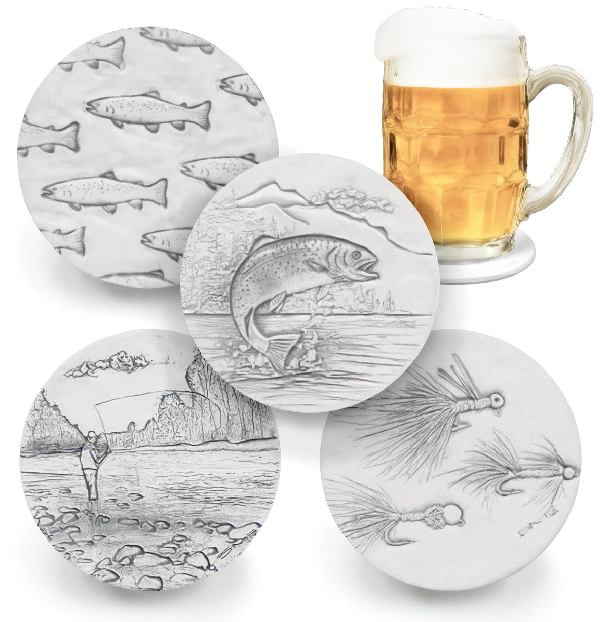 Fly Fishing Assorted Drink Coasters - MaisonBeach