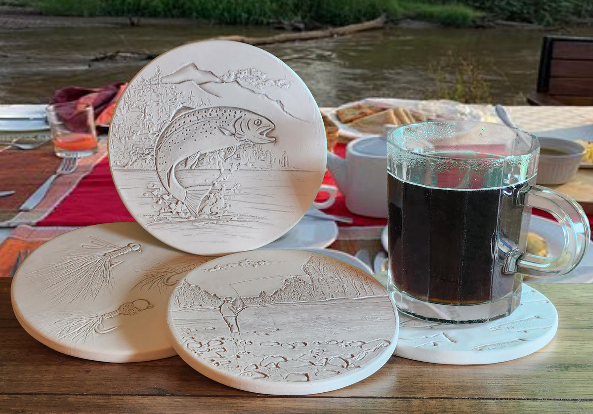 Fly Fishing Assorted Drink Coasters - MaisonBeach