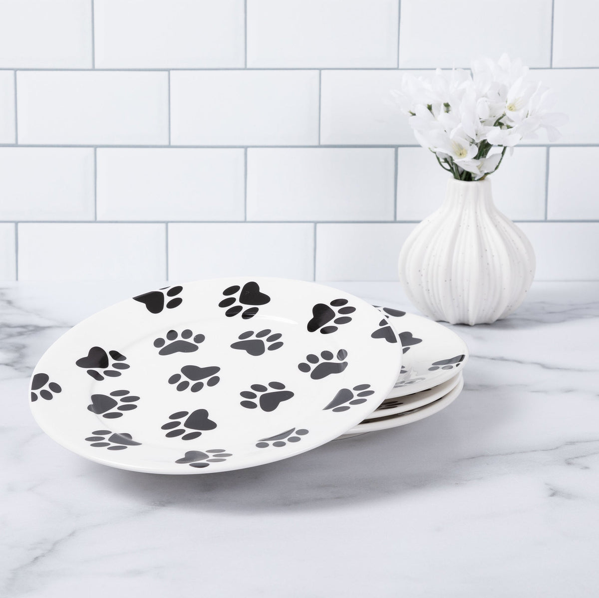 Paw Print Salad Plates - Set of 4 - MaisonBeach