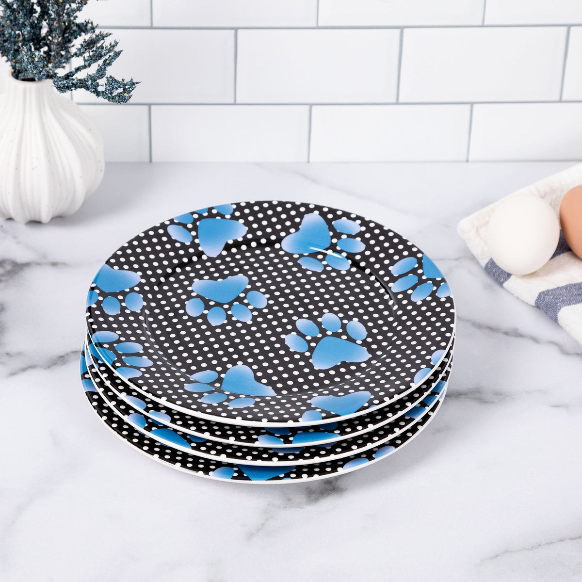 Paw Print Salad Plates - Set of 4 - MaisonBeach
