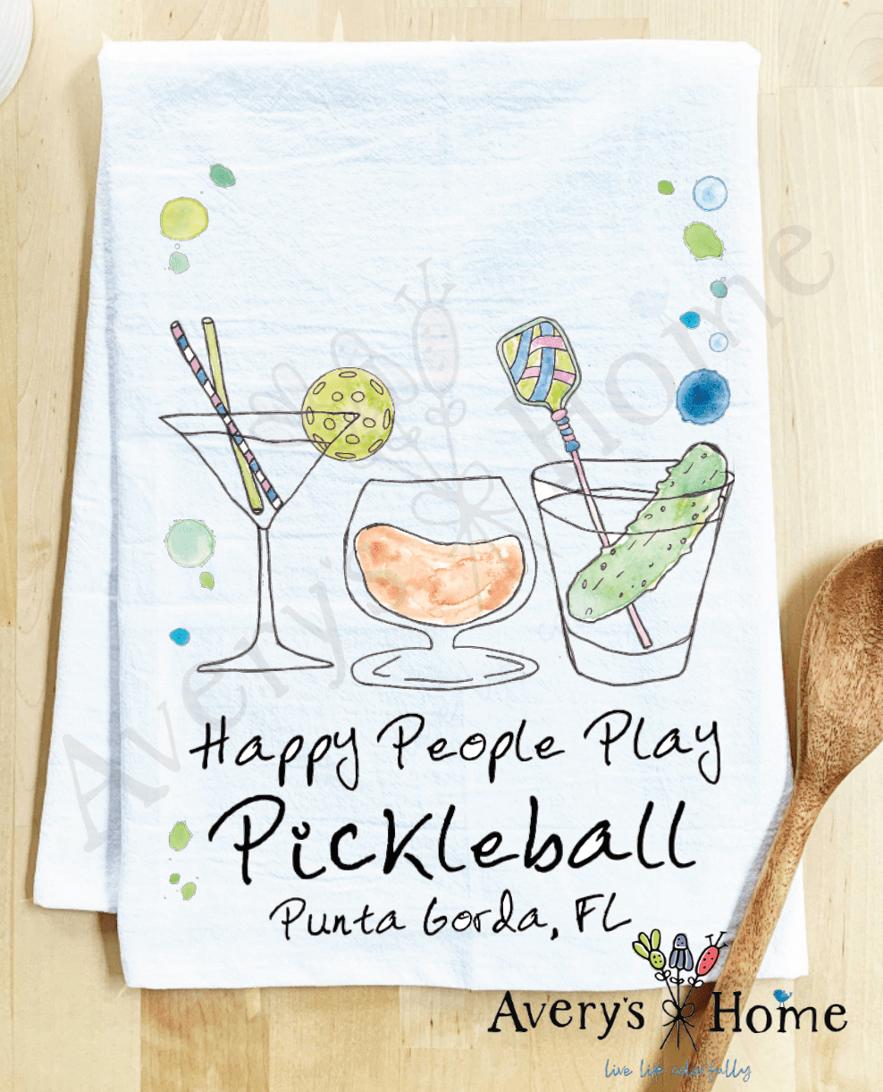 Happy People Pickleball Kitchen Towel - MaisonBeach