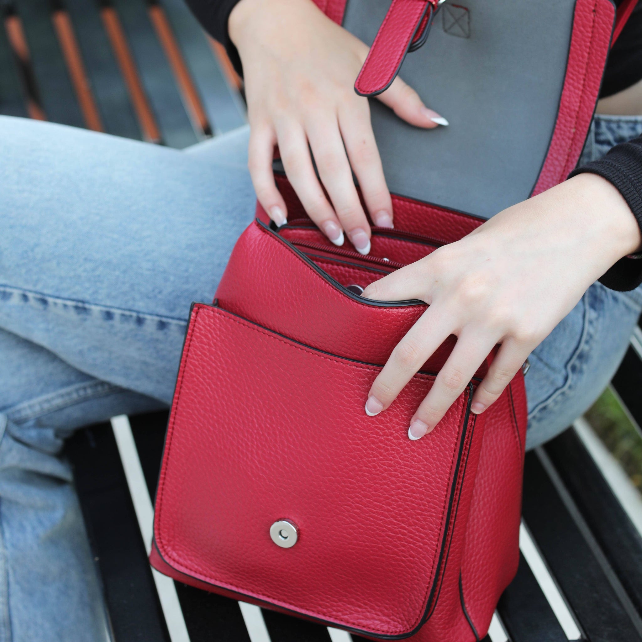 K. Carroll Accessories - Alicia Backpack/Crossbody: Red - MaisonBeach