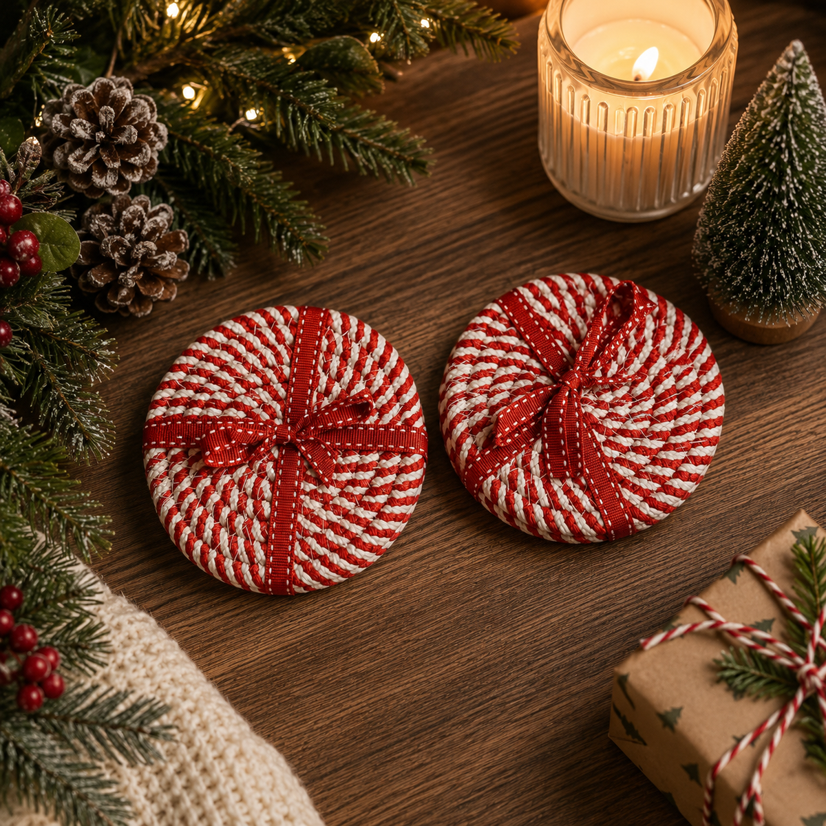 Candy Cane Coaster 4pk