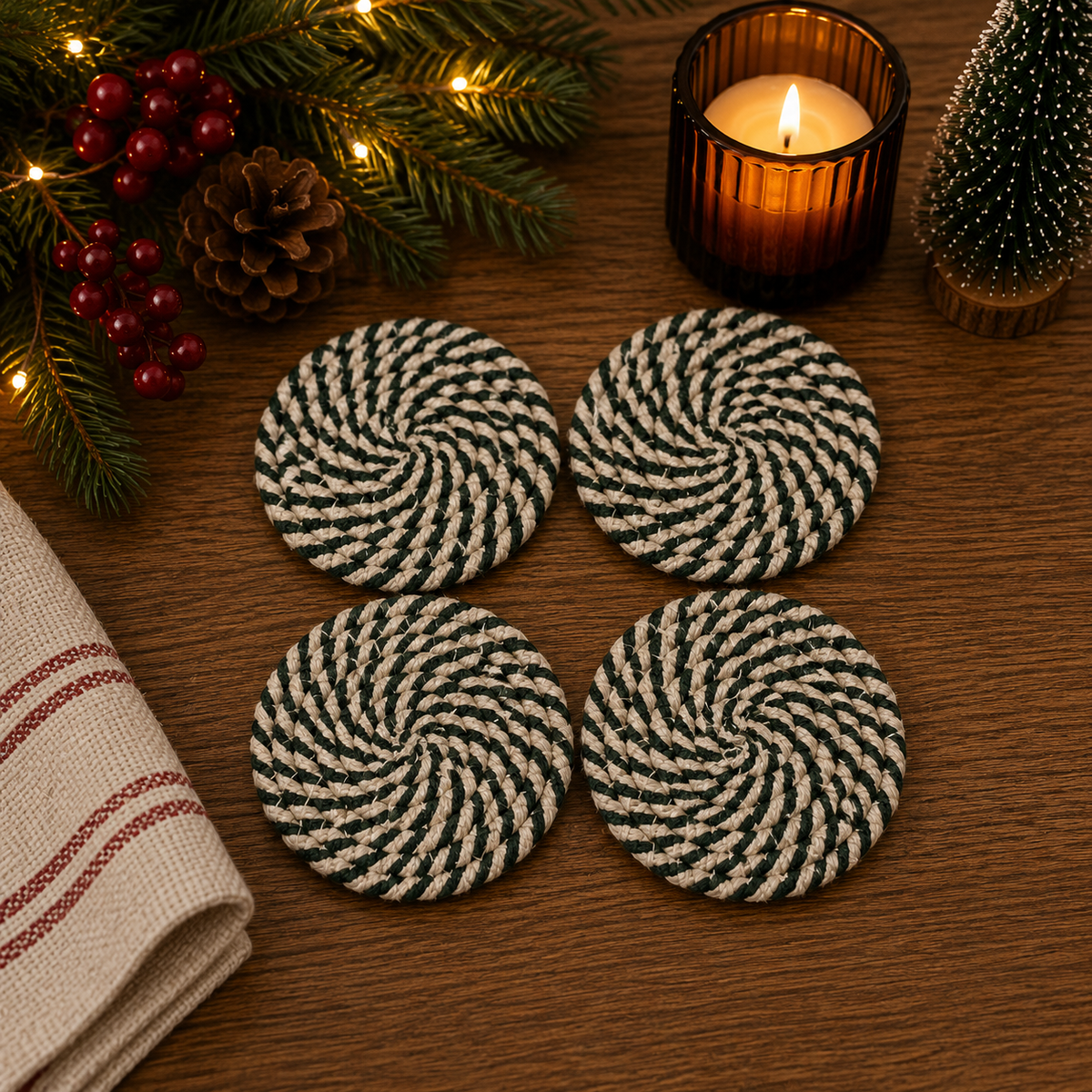 Candy Cane Coaster 4pk