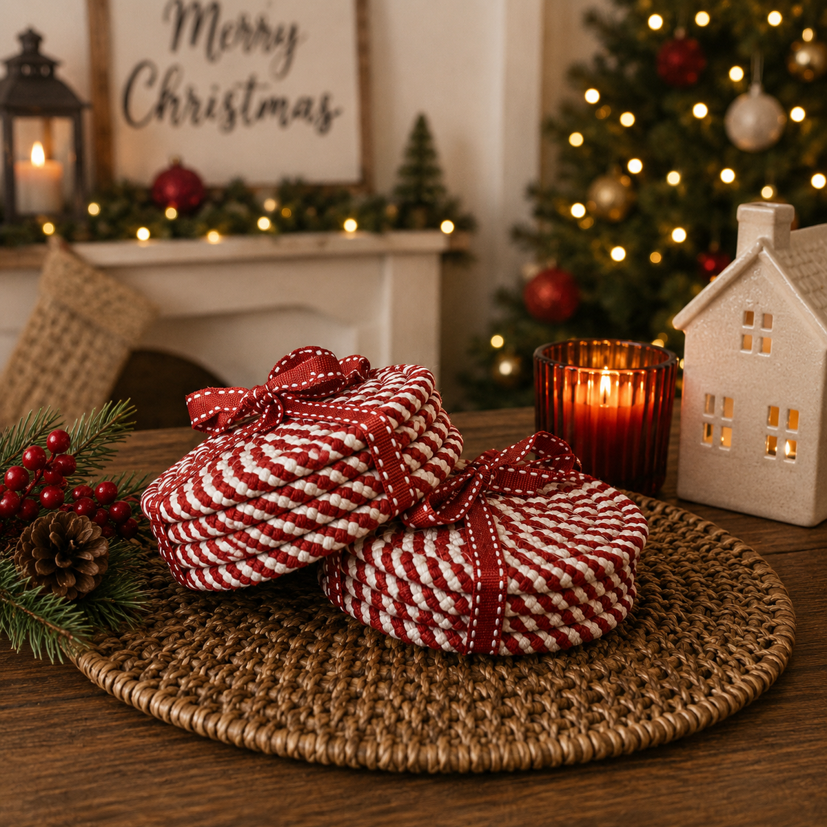 Candy Cane Coaster 4pk