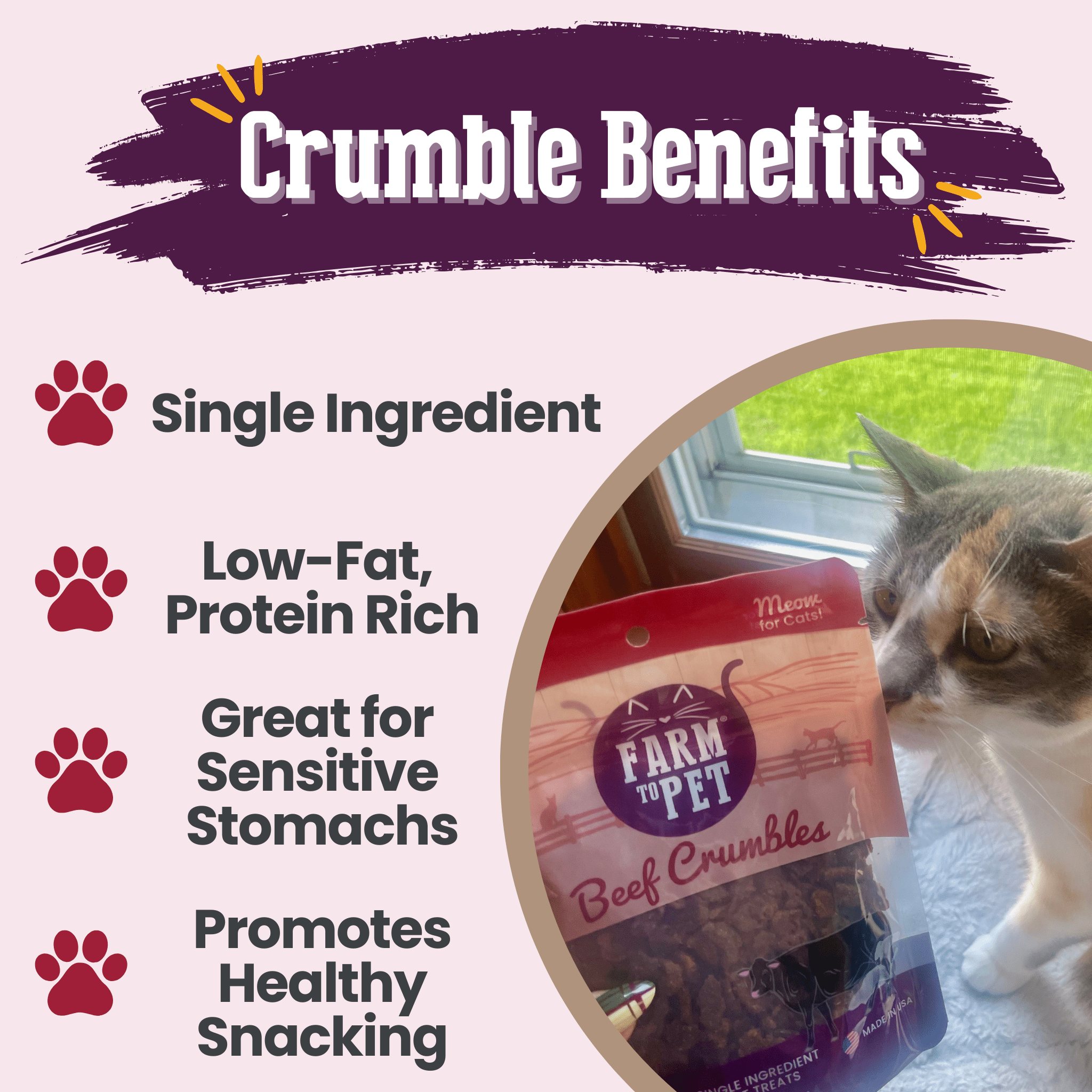 Beef Crumbles Cat Treats | High Protein Treats for Cats - MaisonBeach