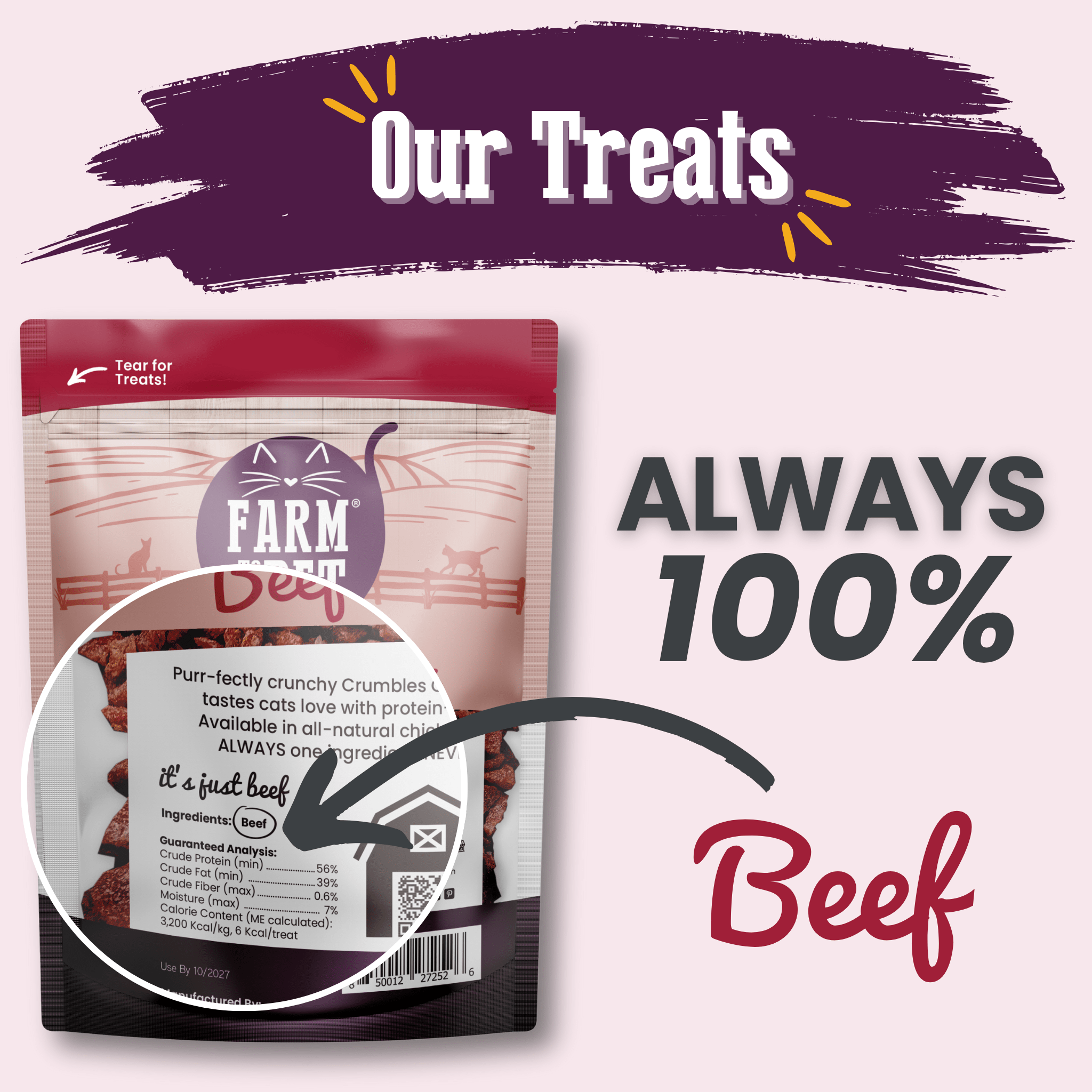 Beef Crumbles Cat Treats | High Protein Treats for Cats - MaisonBeach