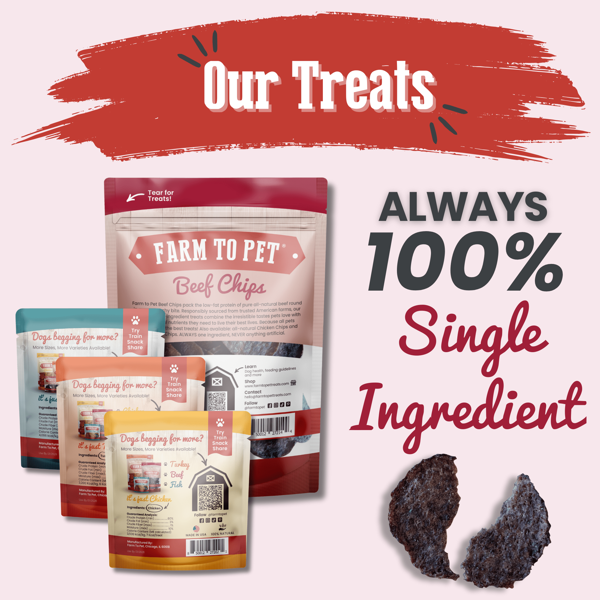 Puppy Packs 'n Snacks Dog Treat Starter Pack | Single-Ingredient Training Treats - MaisonBeach