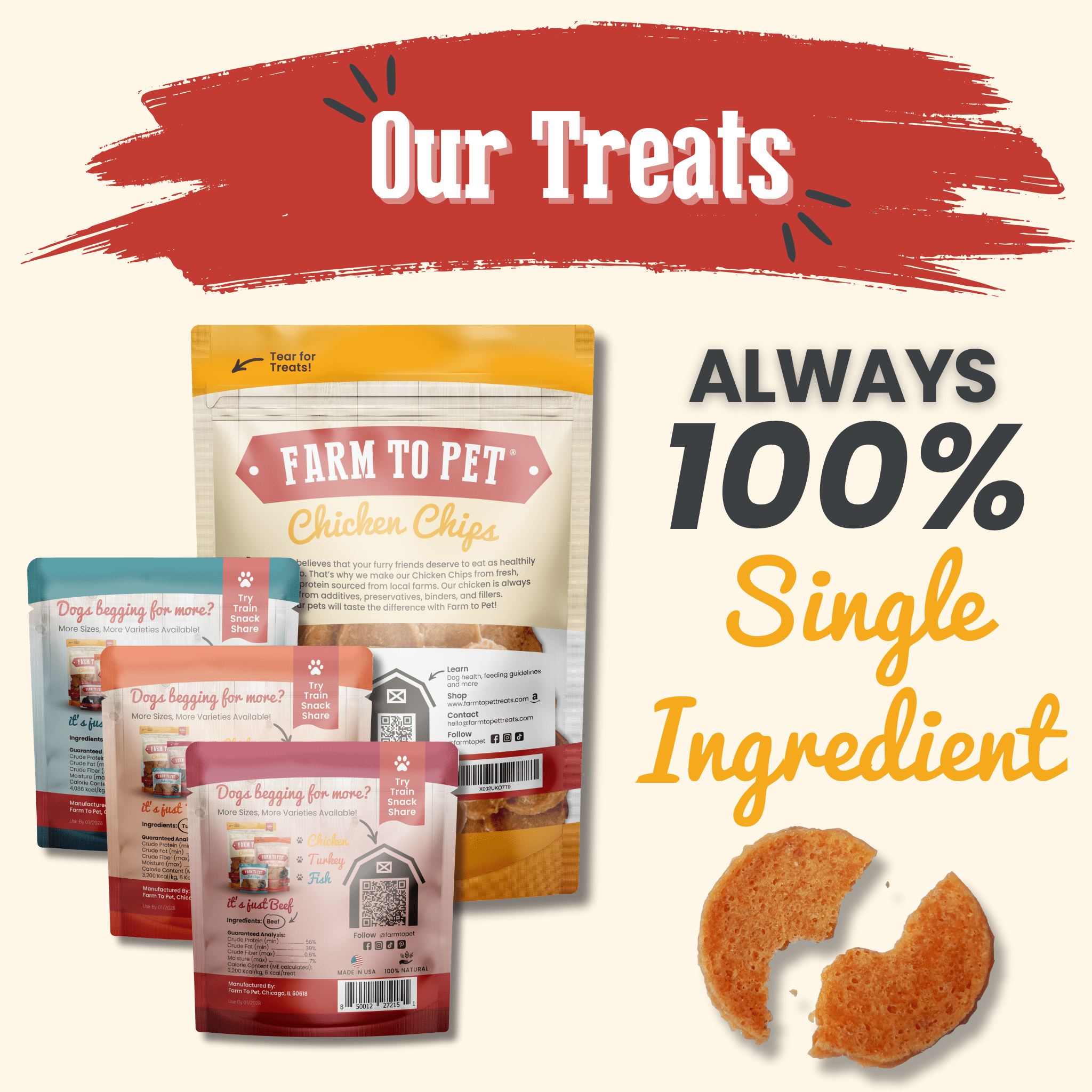 Puppy Packs 'n Snacks Dog Treat Starter Pack | Single-Ingredient Training Treats - MaisonBeach