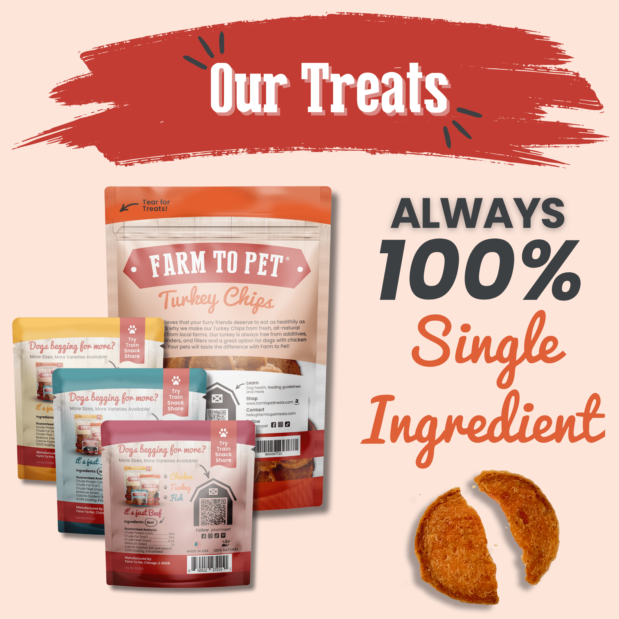 Puppy Packs 'n Snacks Dog Treat Starter Pack | Single-Ingredient Training Treats - MaisonBeach