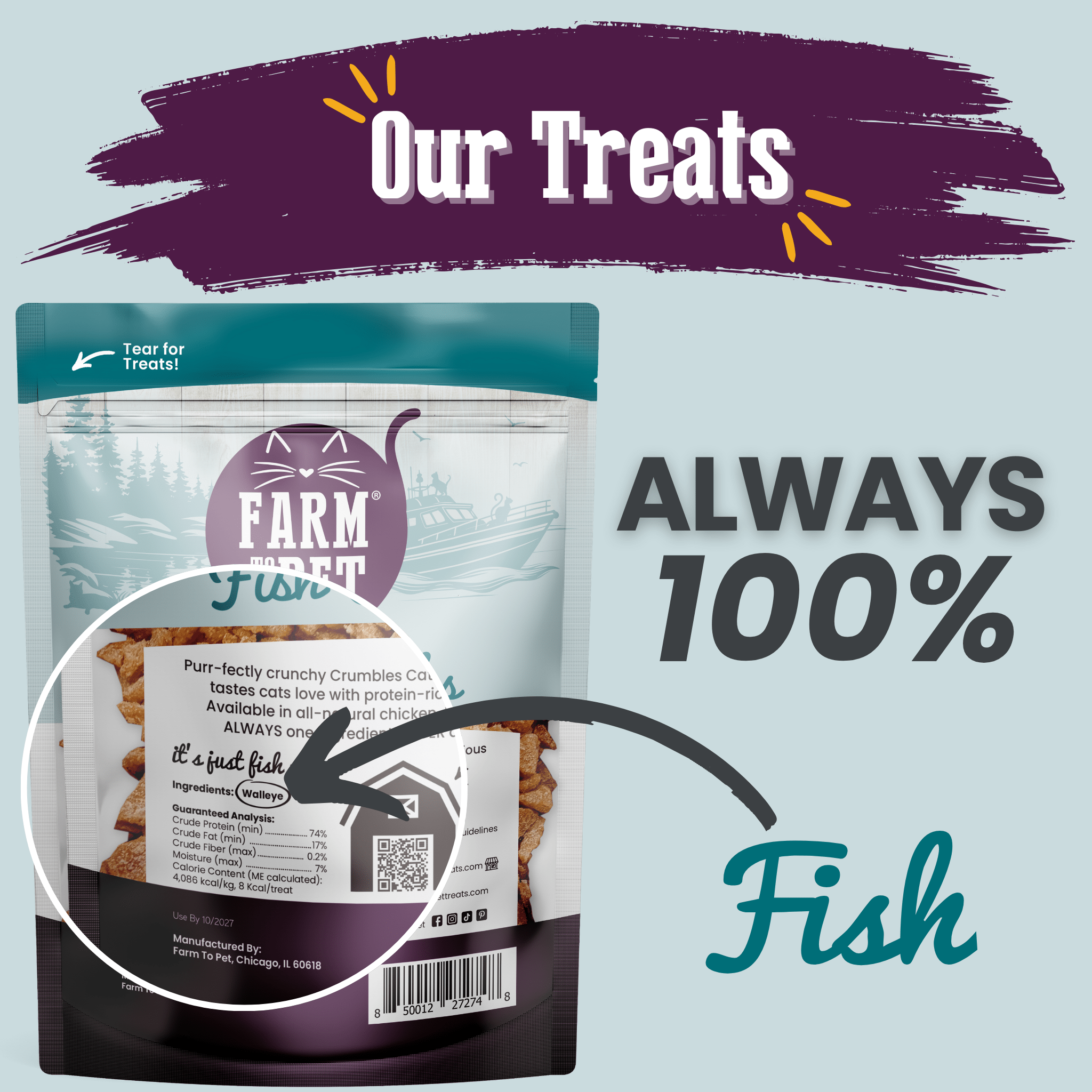 Fish Crumbles for Cats | All-Natural Fish Cat Treats - MaisonBeach