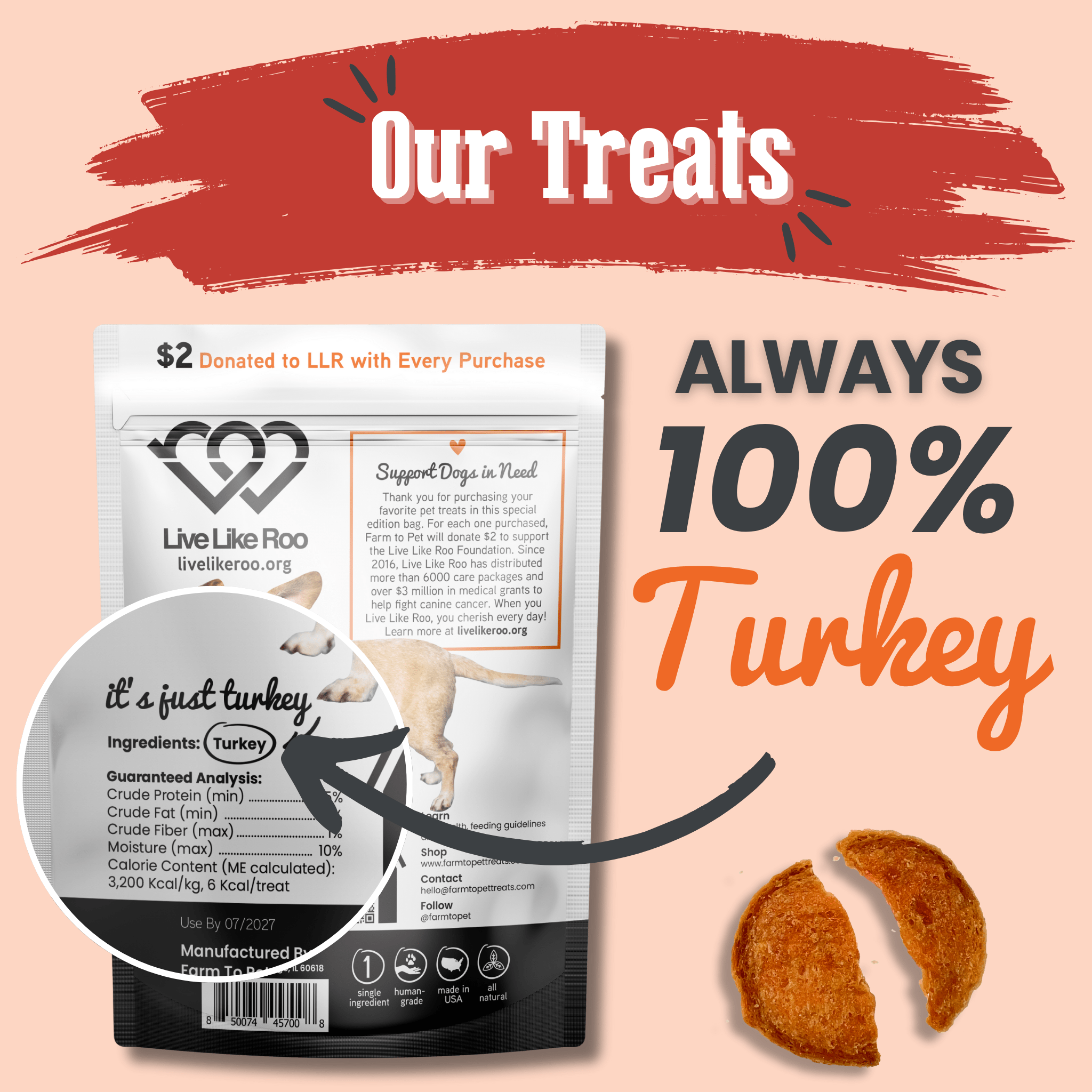 Live Like Roo Turkey Chips for Dogs | Dog Treats That Give Back - MaisonBeach