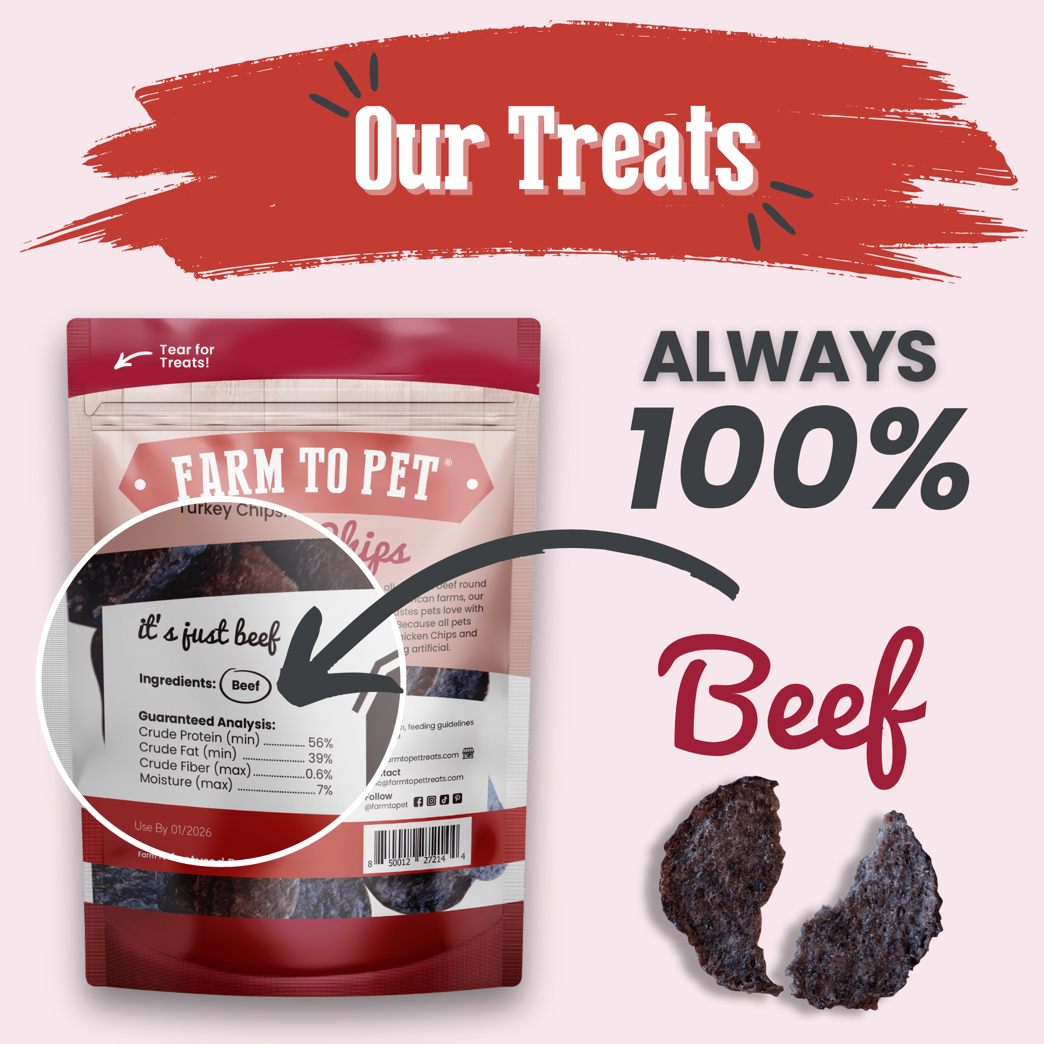 Beef Chips Dog Treats | Single-Ingredient Healthy Treats for Dogs - MaisonBeach