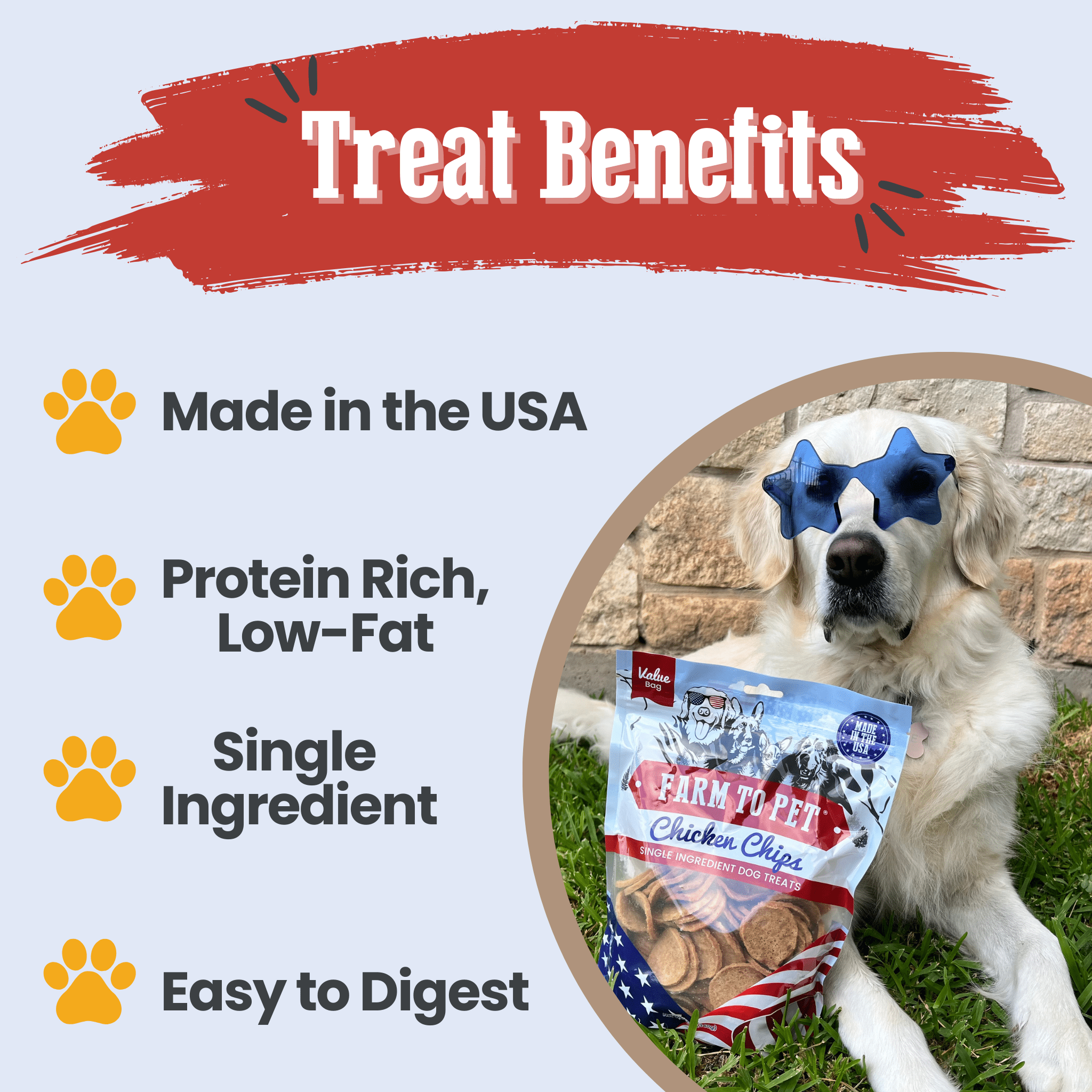 Americana Chicken Chips for Dogs | Celebrate with USA-made Dog Treats - MaisonBeach