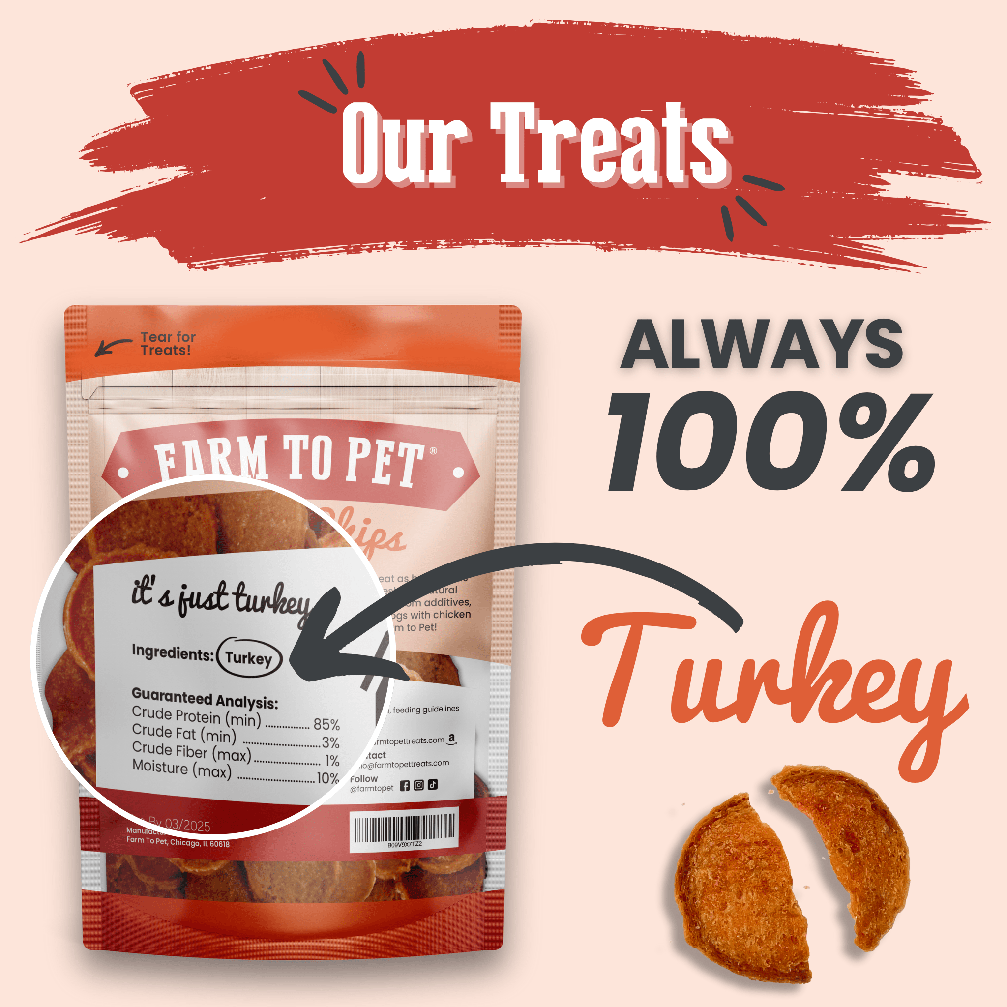 Turkey Chips for Dogs | All-Natural Single-Ingredient Healthy Dog Treats - MaisonBeach