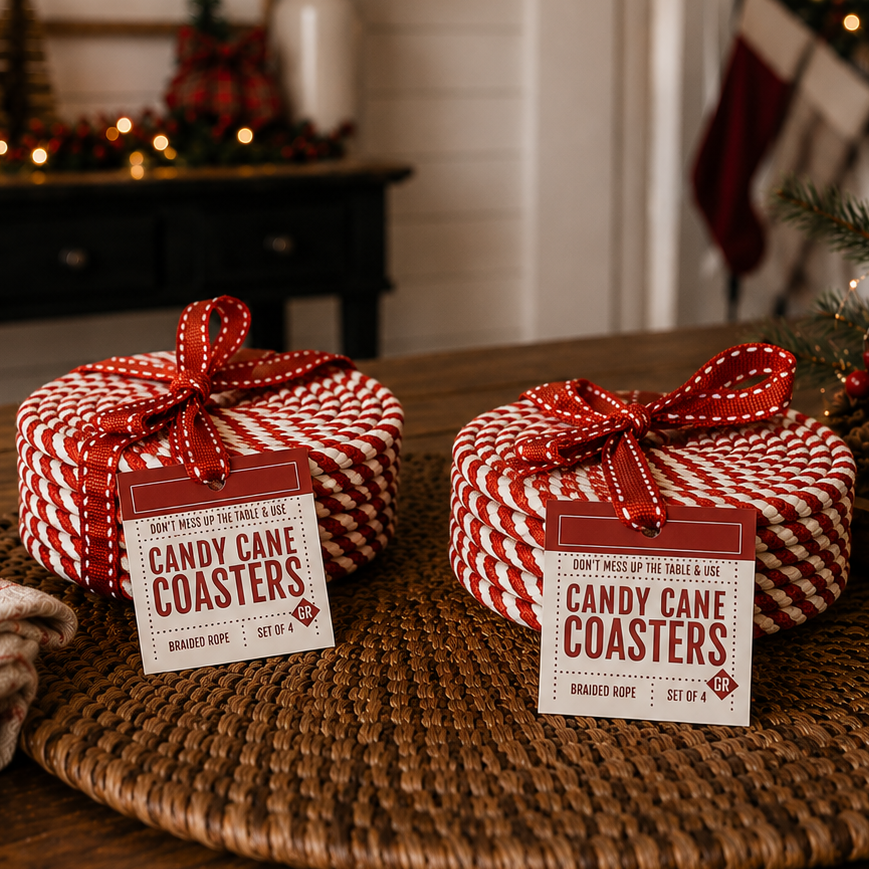 Candy Cane Coaster 4pk