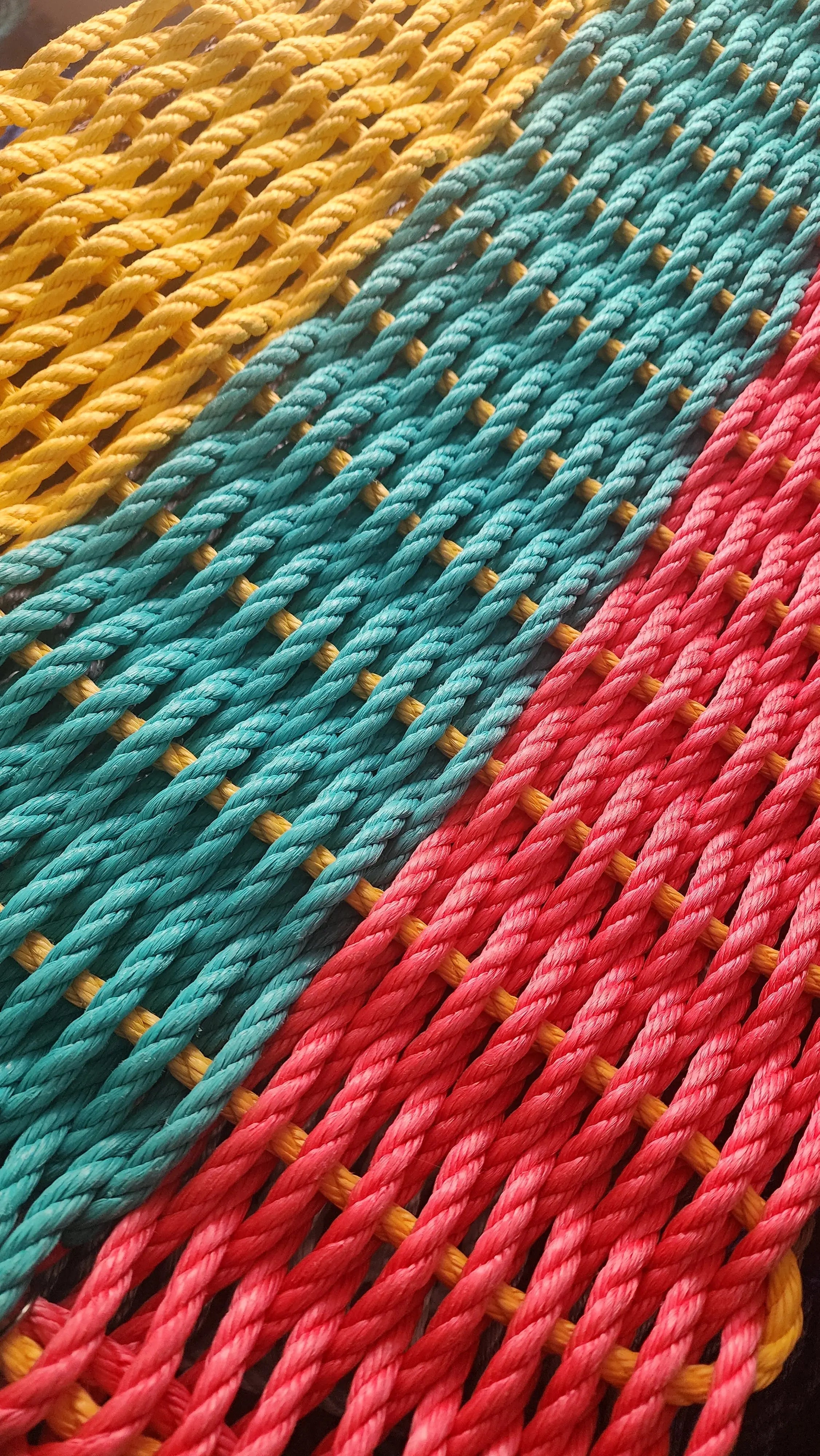 Three Stripe RopeMat Pink Teal Yellow - MaisonBeach