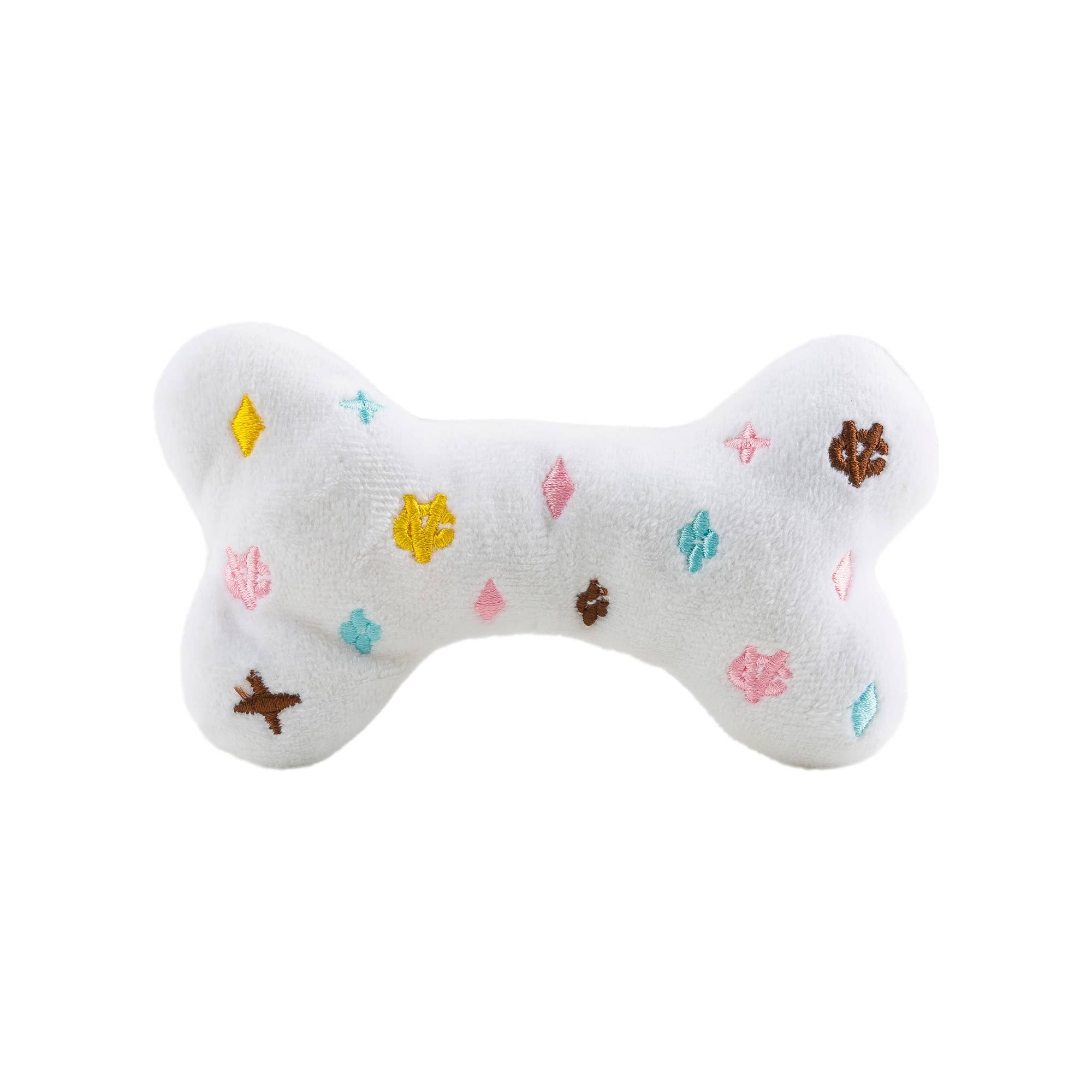Haute Diggity Dog - White Chewy Vuiton Bones Squeaker Dog Toy: Large - MaisonBeach
