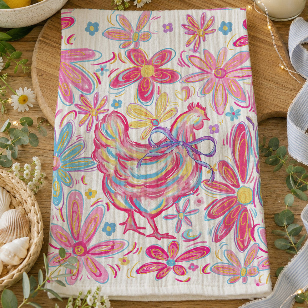 Floral Boho Chicken Towel - MaisonBeach