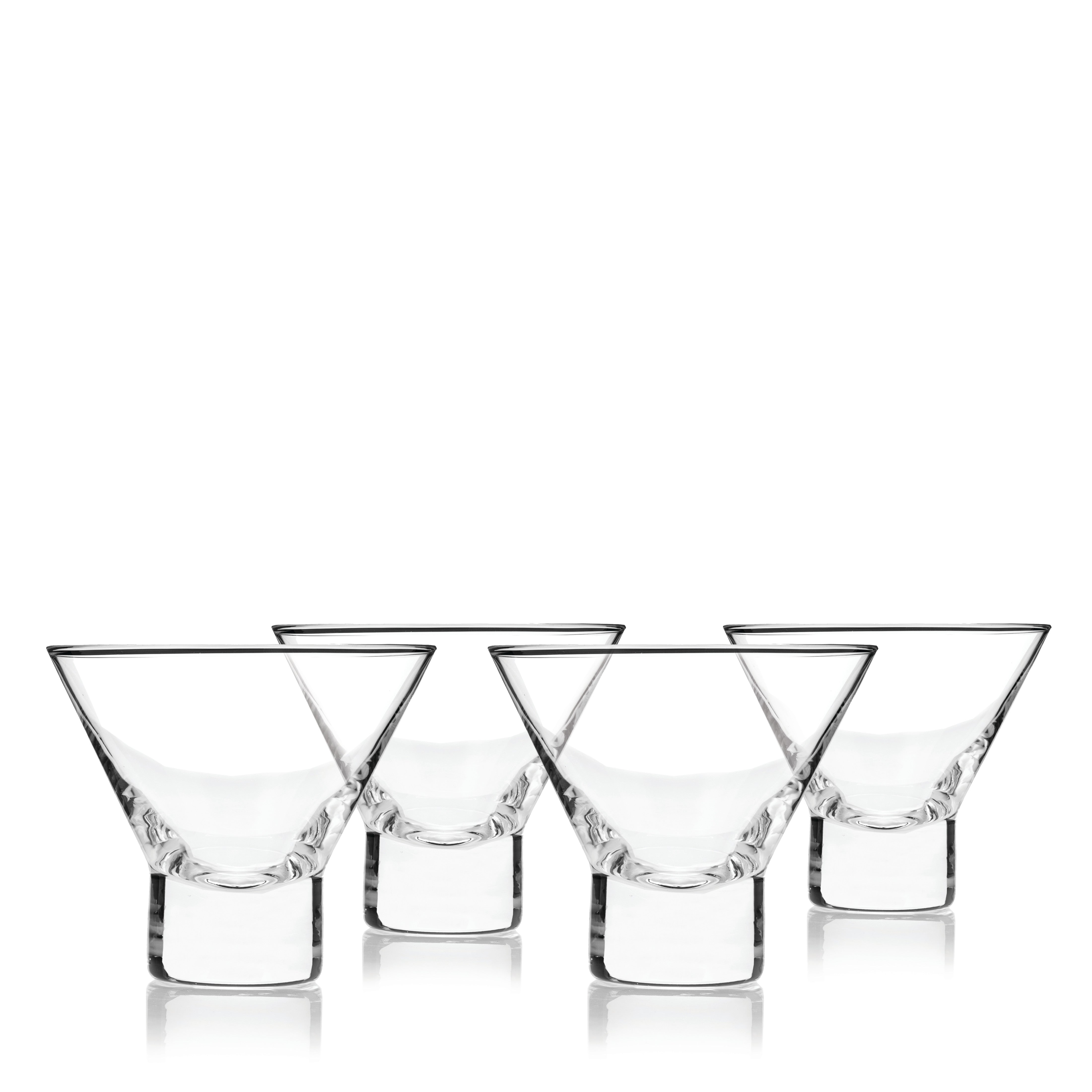 Raye Heavy Base Crystal Stemless Martini Glasses Set of 4