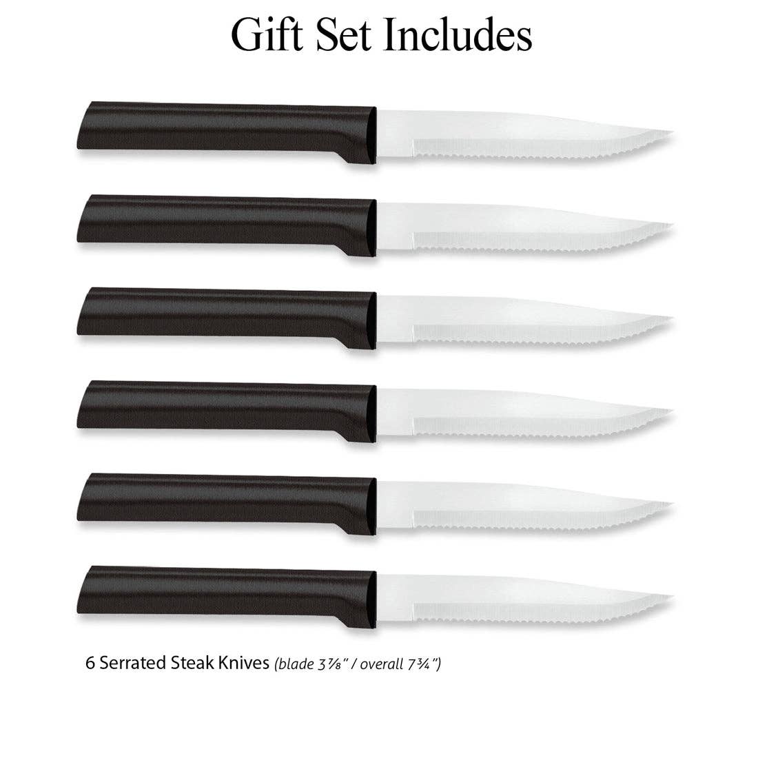 Rada Cutlery - Black Six Serrated Steak Knives Gift Set