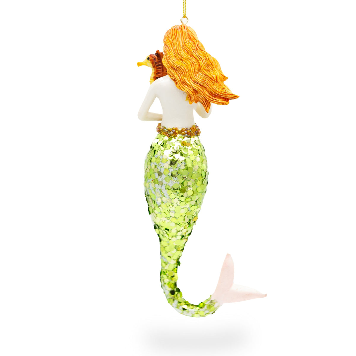Mermaid Holding Sea Horse Glass Christmas Ornament - MaisonBeach