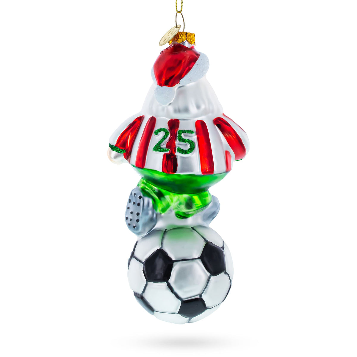 Santa the Soccer Player Glass Christmas Ornament - MaisonBeach