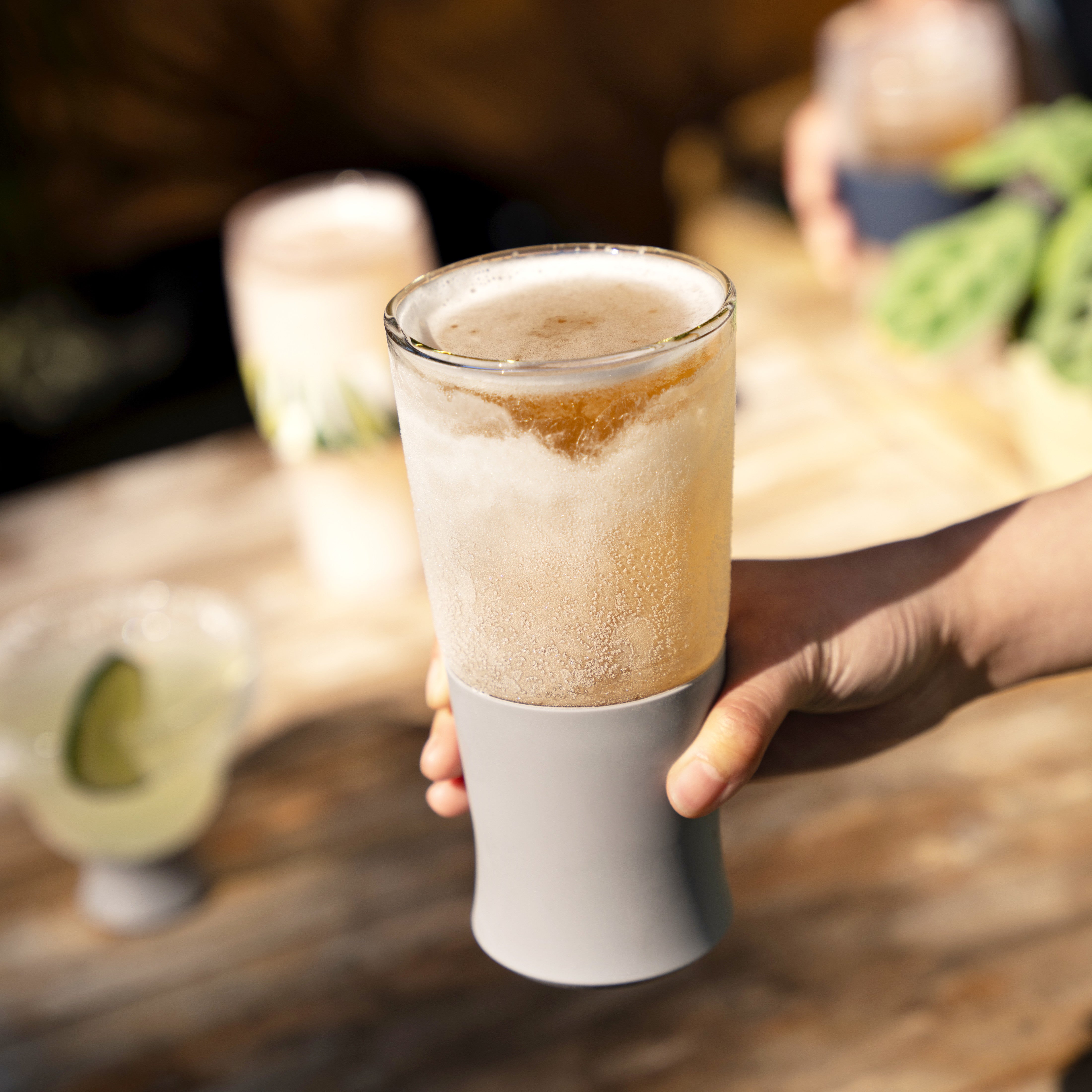 Glass Beer FREEZE™ in Gray, Set of 2