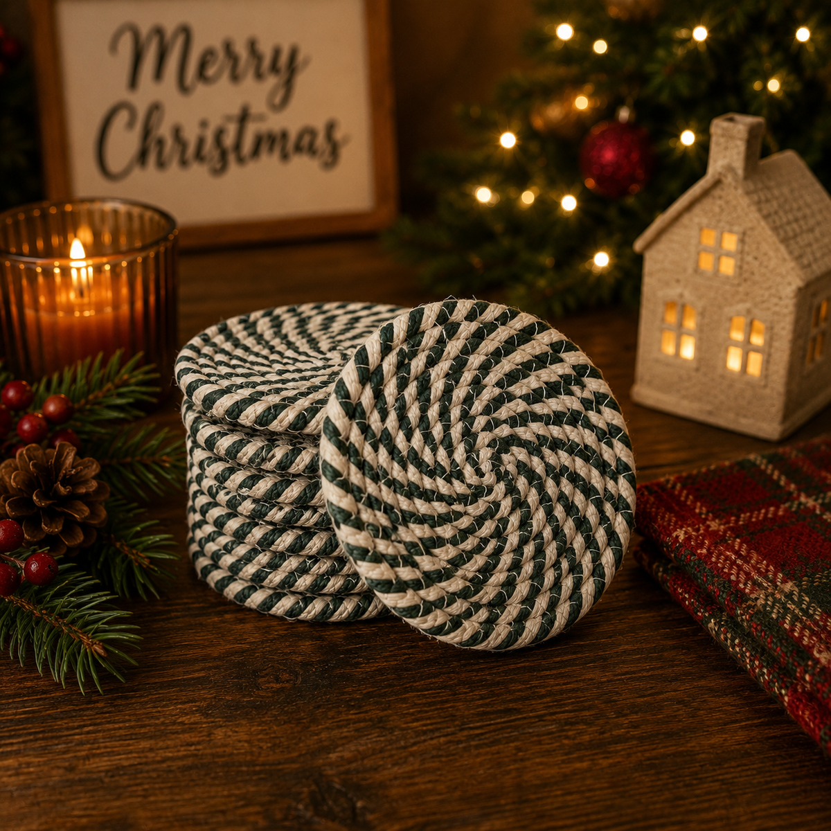 Candy Cane Coaster 4pk