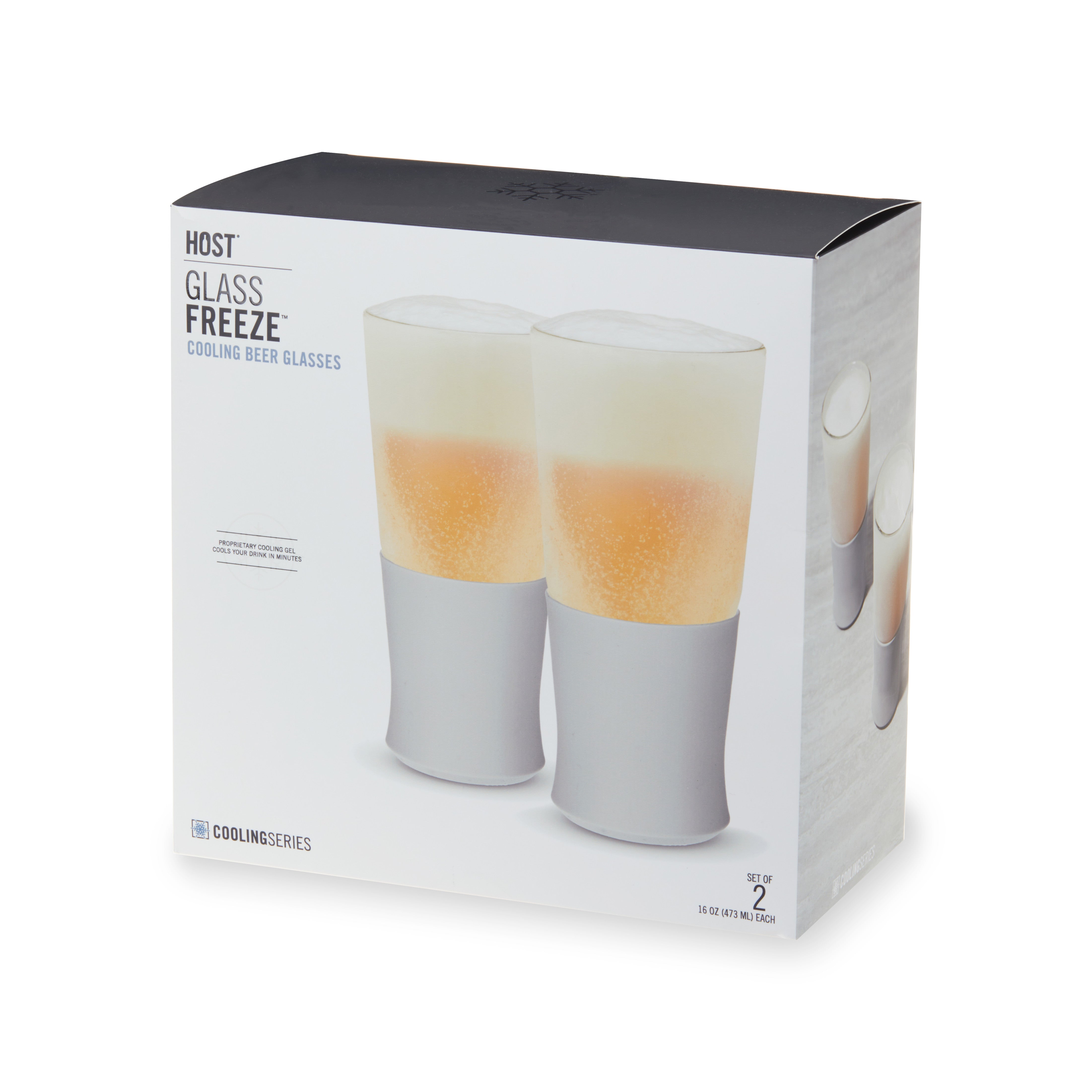 Glass Beer FREEZE™ in Gray, Set of 2
