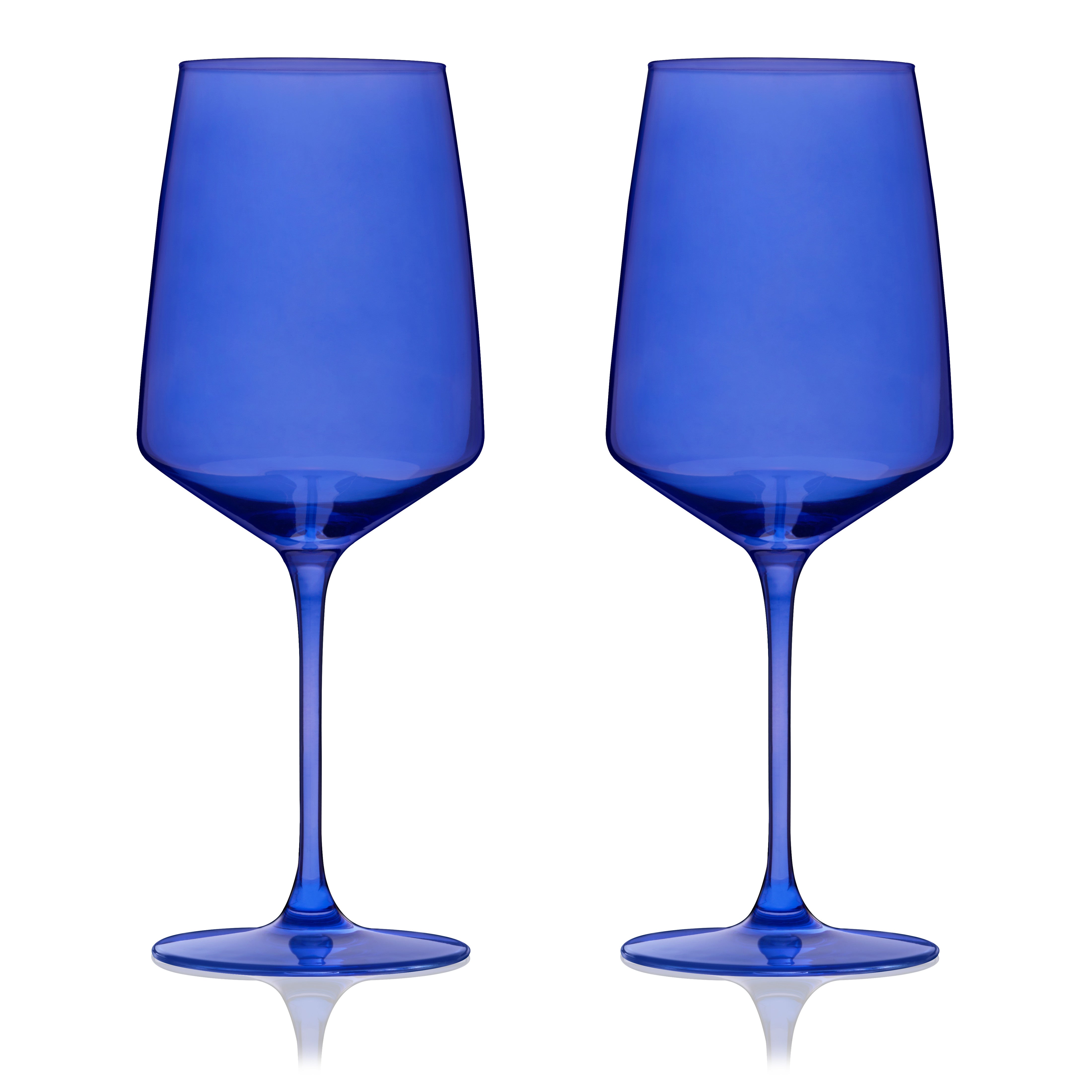 Reserve Nouveau Crystal Wine Glasses in Cobalt Set of 2