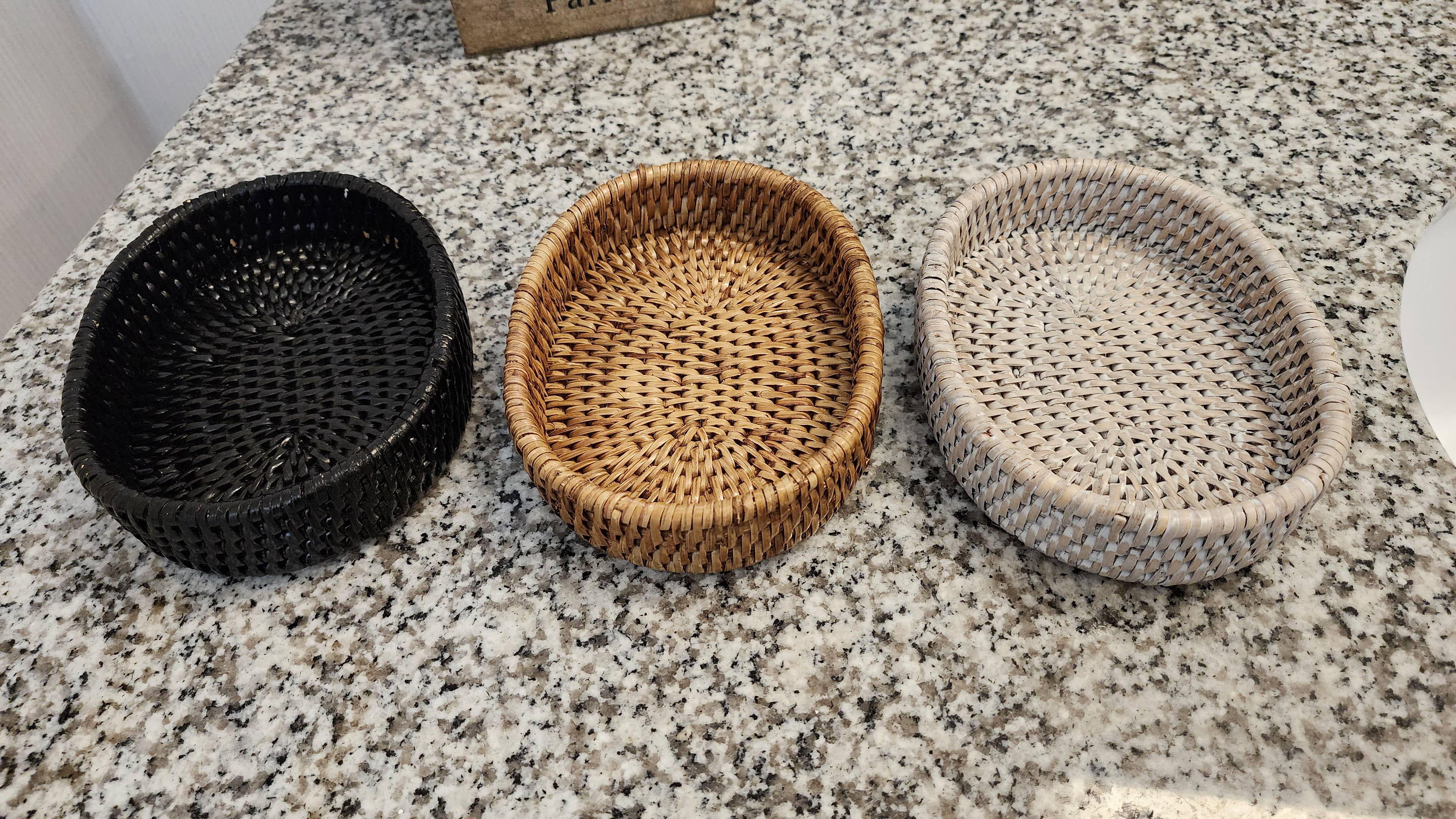 Rattan Oval Soap Dish with Ceramic Insert – Handwoven & Eco-Friendly - MaisonBeach