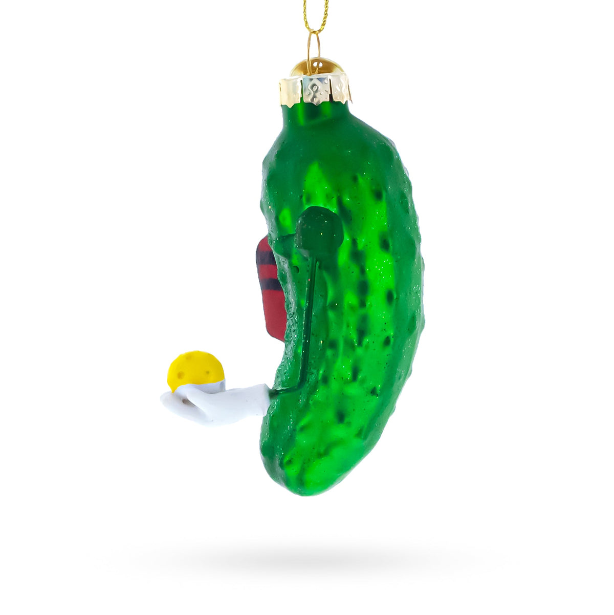 Whimsical Pickleball Pickle Glass Christmas Ornament - MaisonBeach