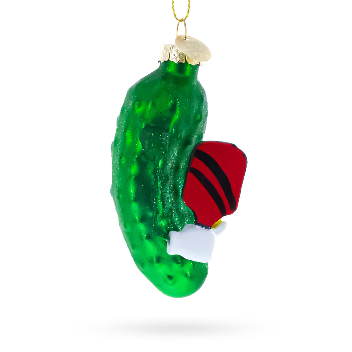 Whimsical Pickleball Pickle Glass Christmas Ornament - MaisonBeach
