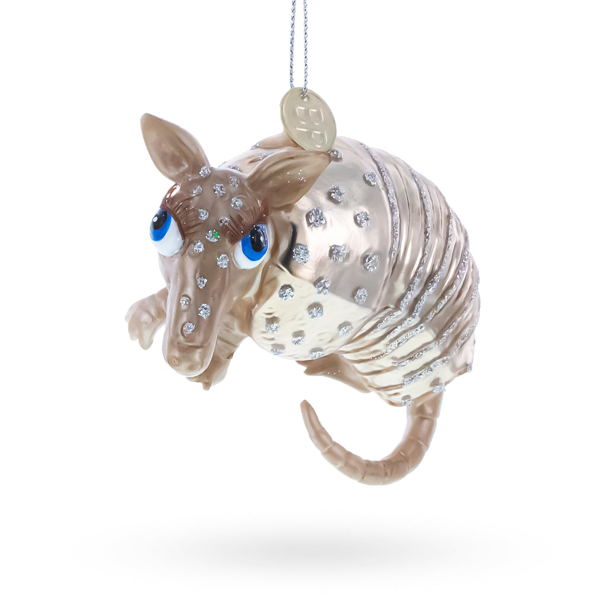 Armadillo With Curled Tail Glass Christmas Ornament - MaisonBeach