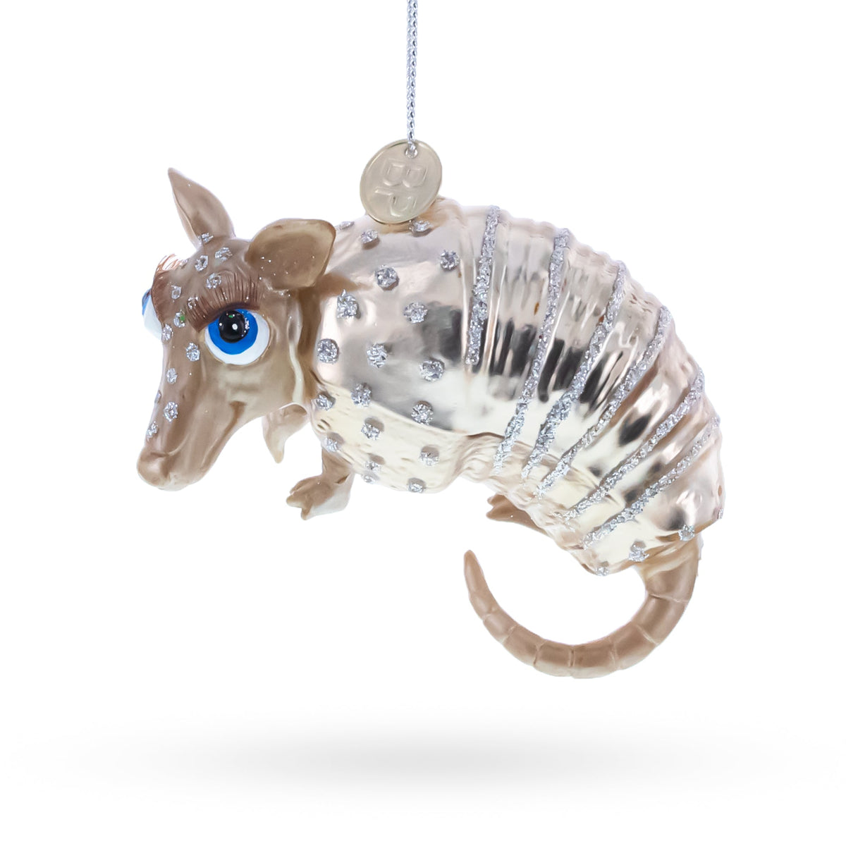 Armadillo With Curled Tail Glass Christmas Ornament - MaisonBeach