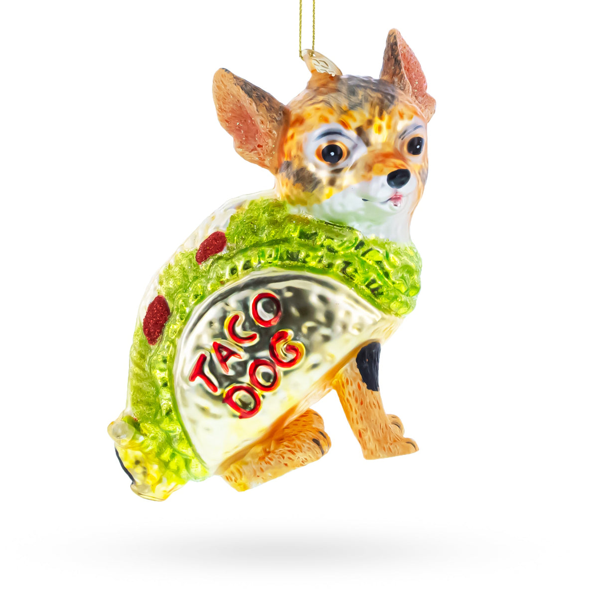 Taco Dog Chihuahua Glass Christmas Ornament - MaisonBeach