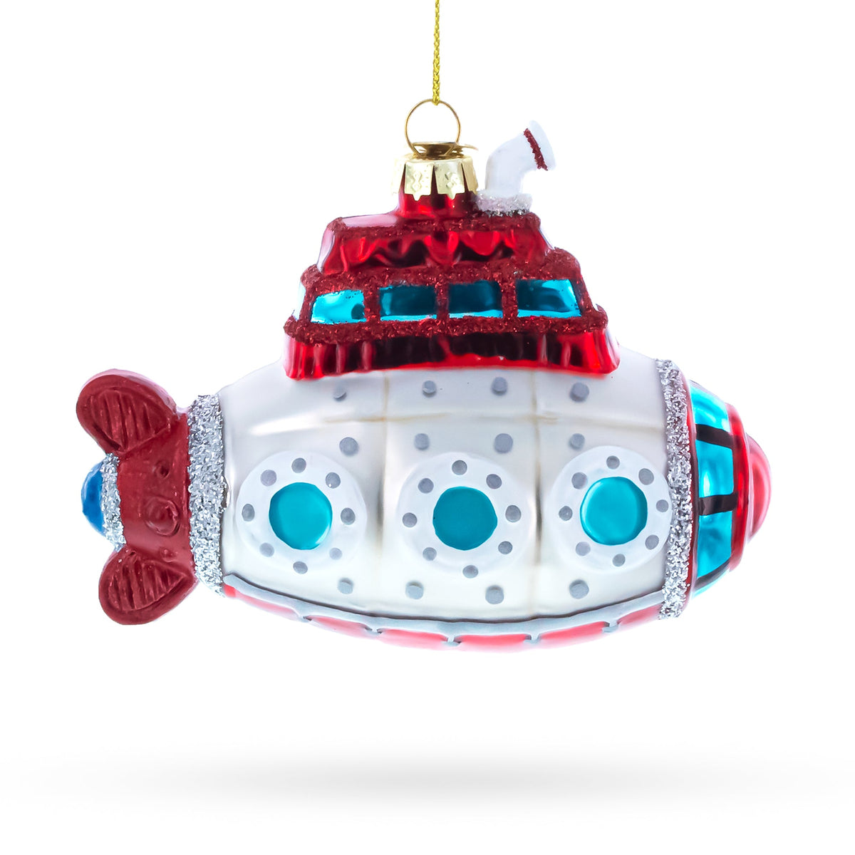 Retro Deep Sea Submarine Glass Christmas Ornament - MaisonBeach