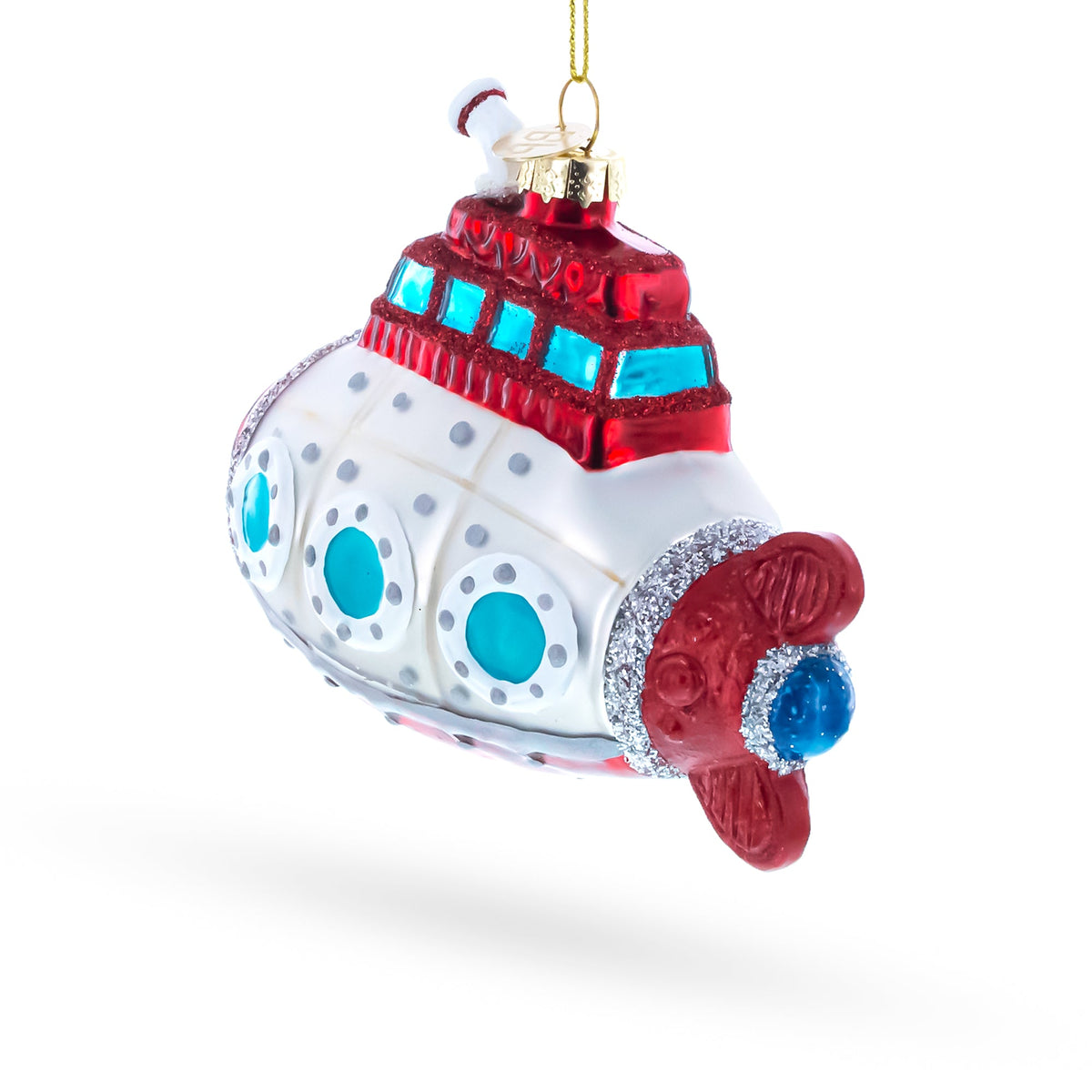 Retro Deep Sea Submarine Glass Christmas Ornament - MaisonBeach