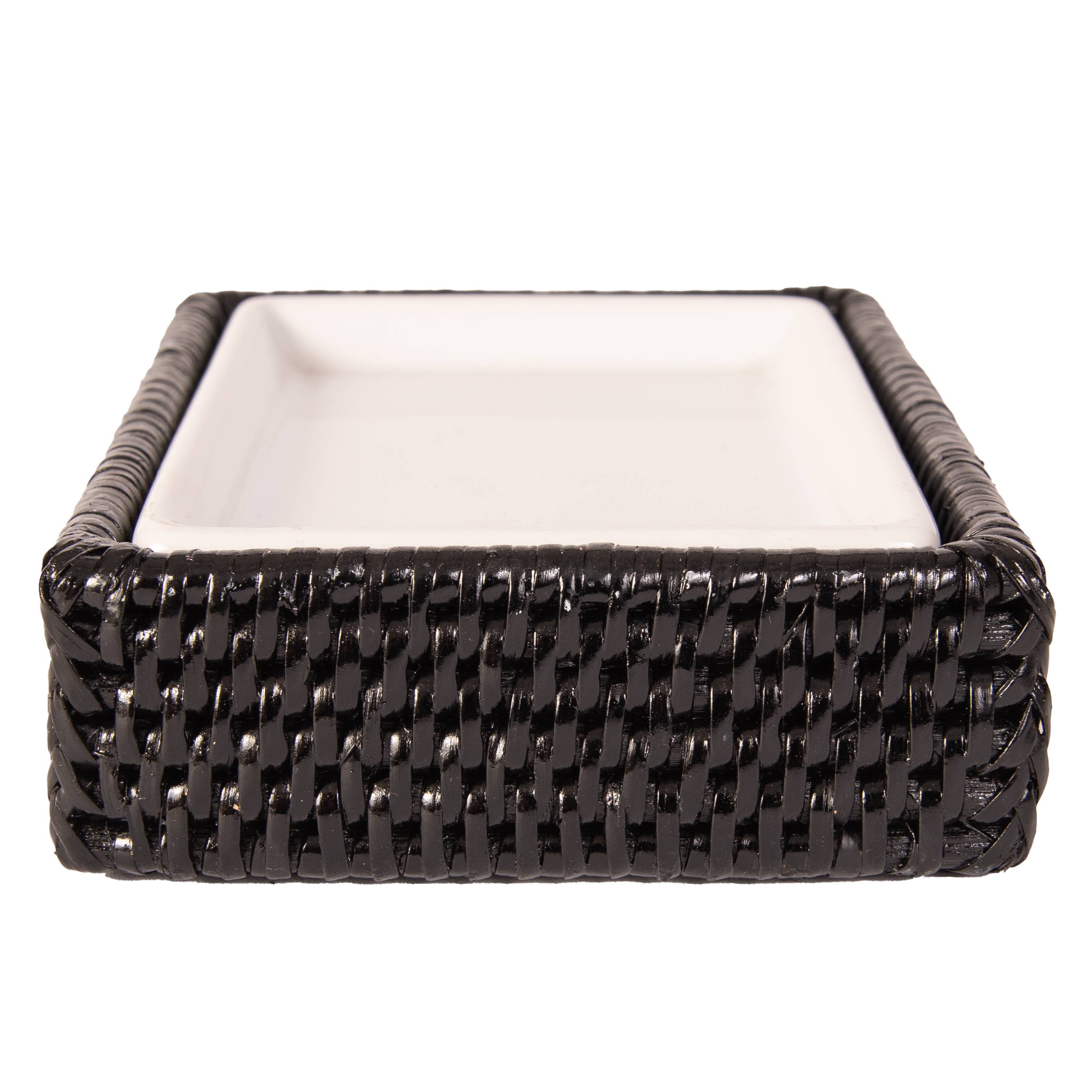 Rattan Soap Dish with Ceramic Insert – Handwoven & Eco-Friendly - MaisonBeach