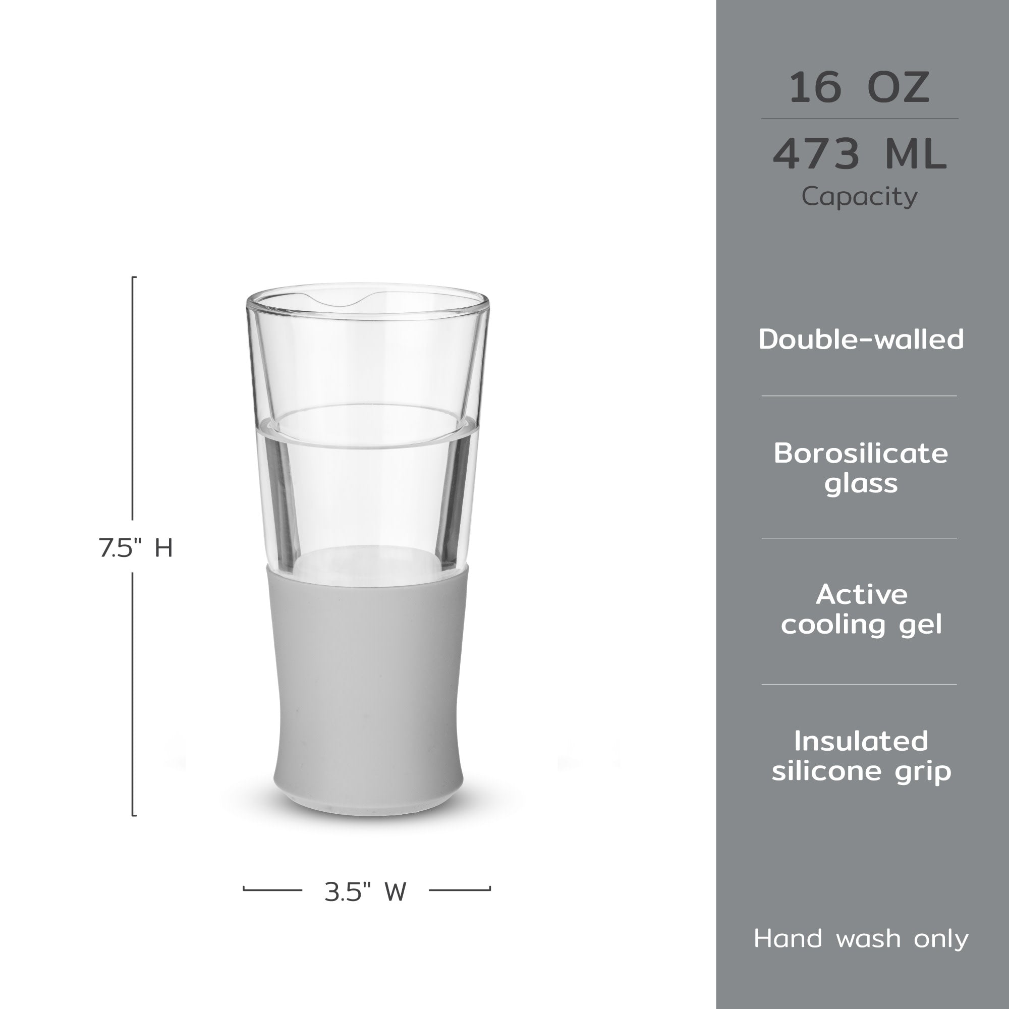Glass Beer FREEZE™ in Gray, Set of 2