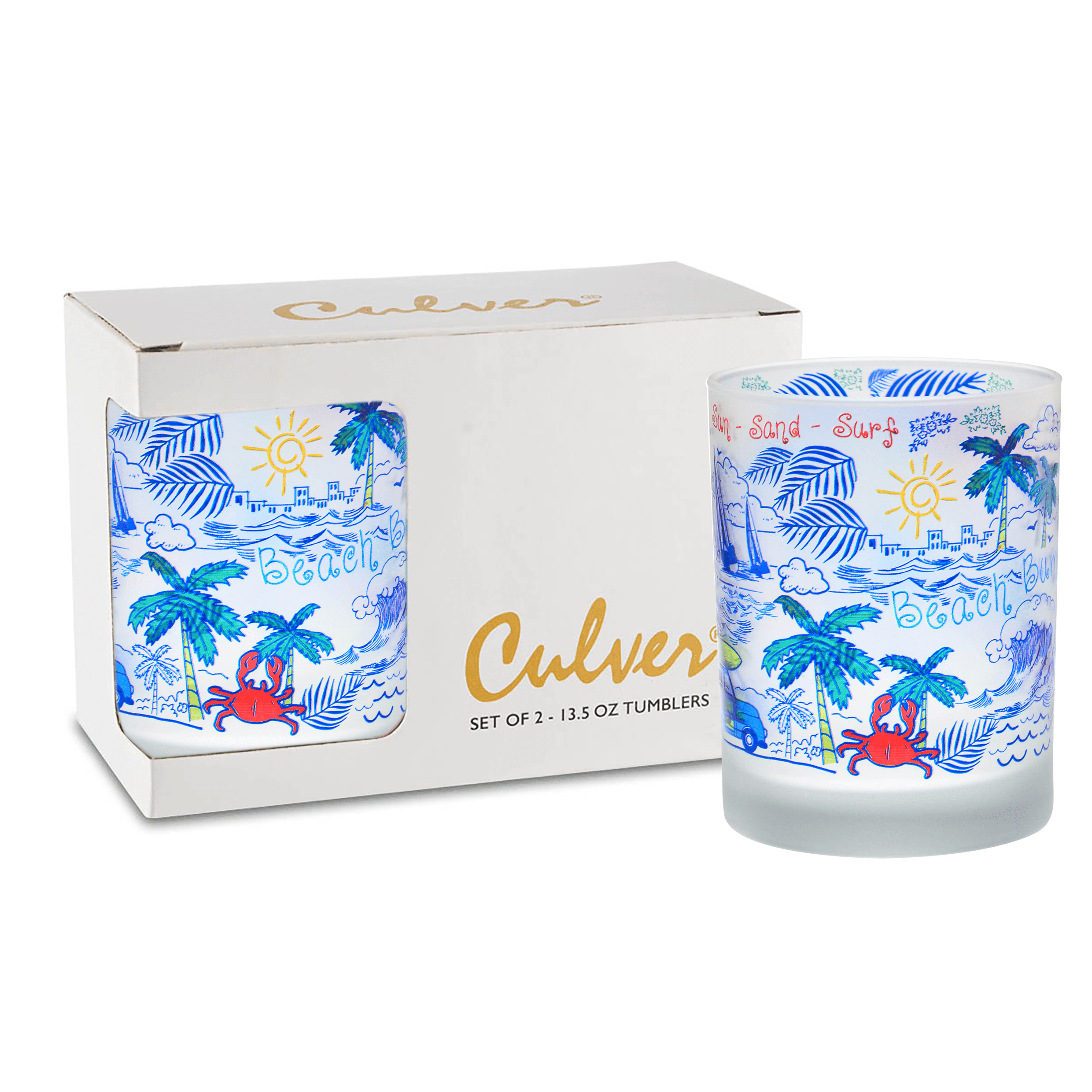 Culver Beach Bum Double Old Fashion Set of 2 - MaisonBeach