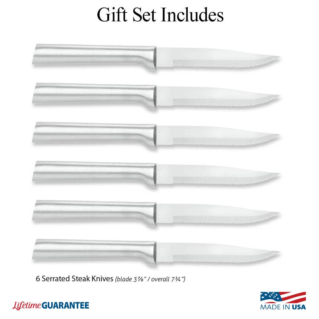 Rada Cutlery - Silver Six Serrated Steak Knives Gift Set