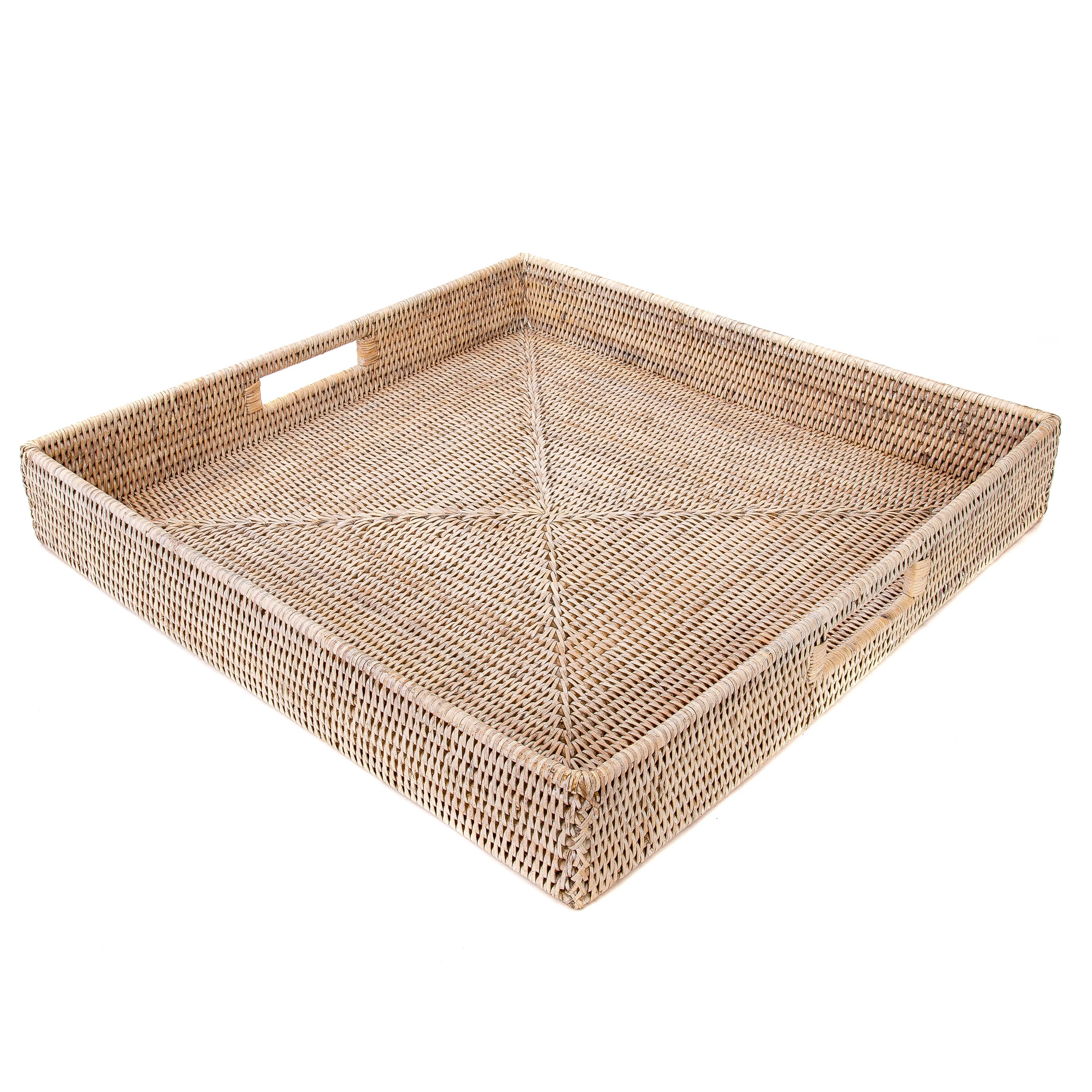 Artifacts Trading Company - Artifacts Rattan Square Serving/Ottoman Tray: 18" / Honey Brown