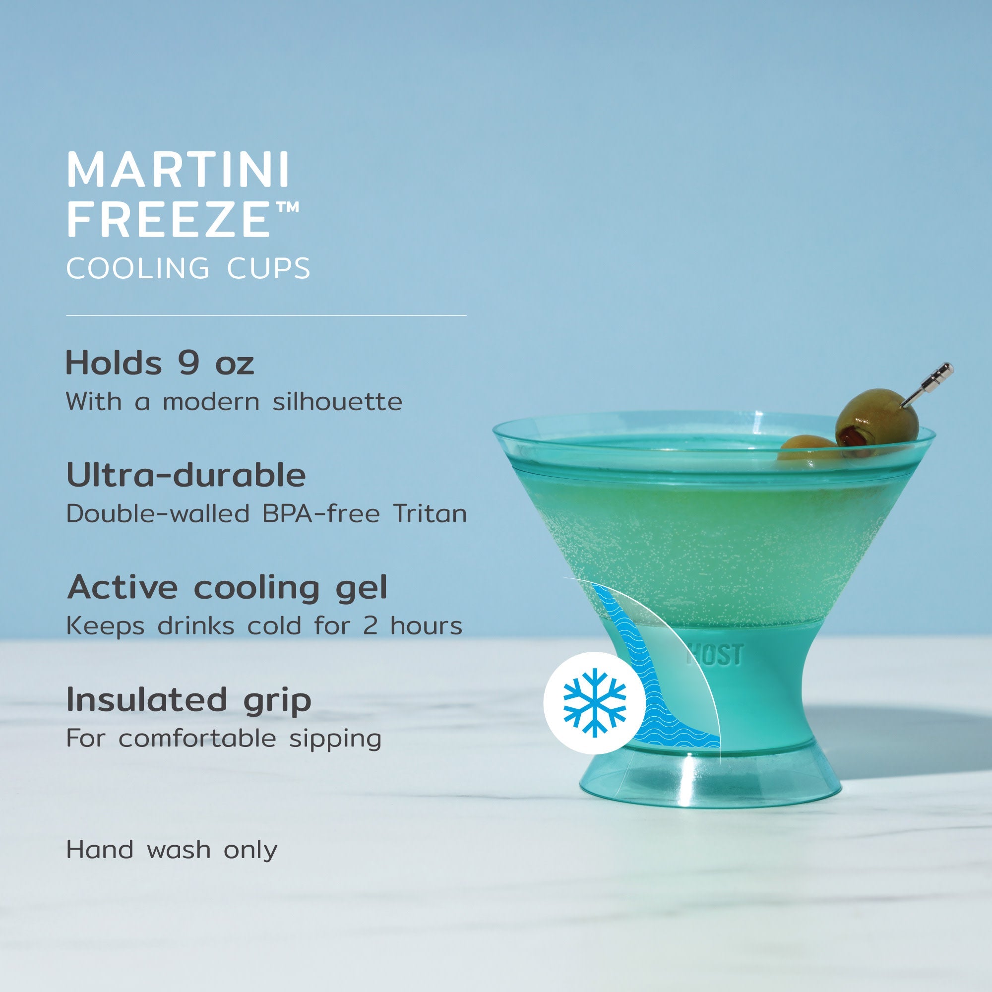 Martini FREEZE™ in Tinted Aqua, Set of 2