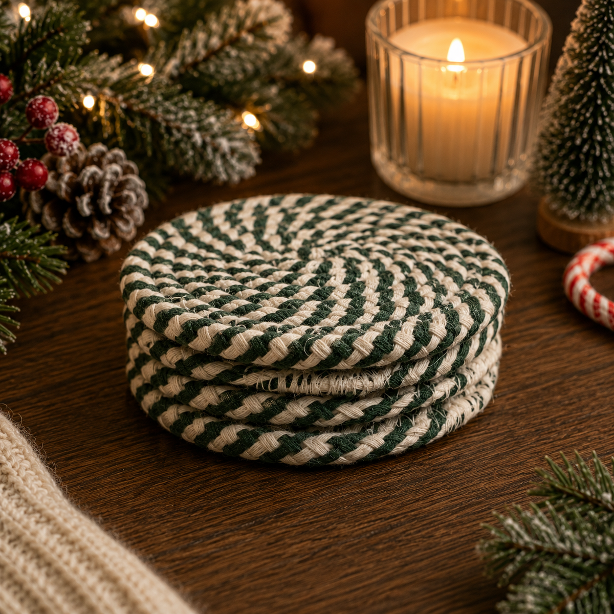 Candy Cane Coaster 4pk