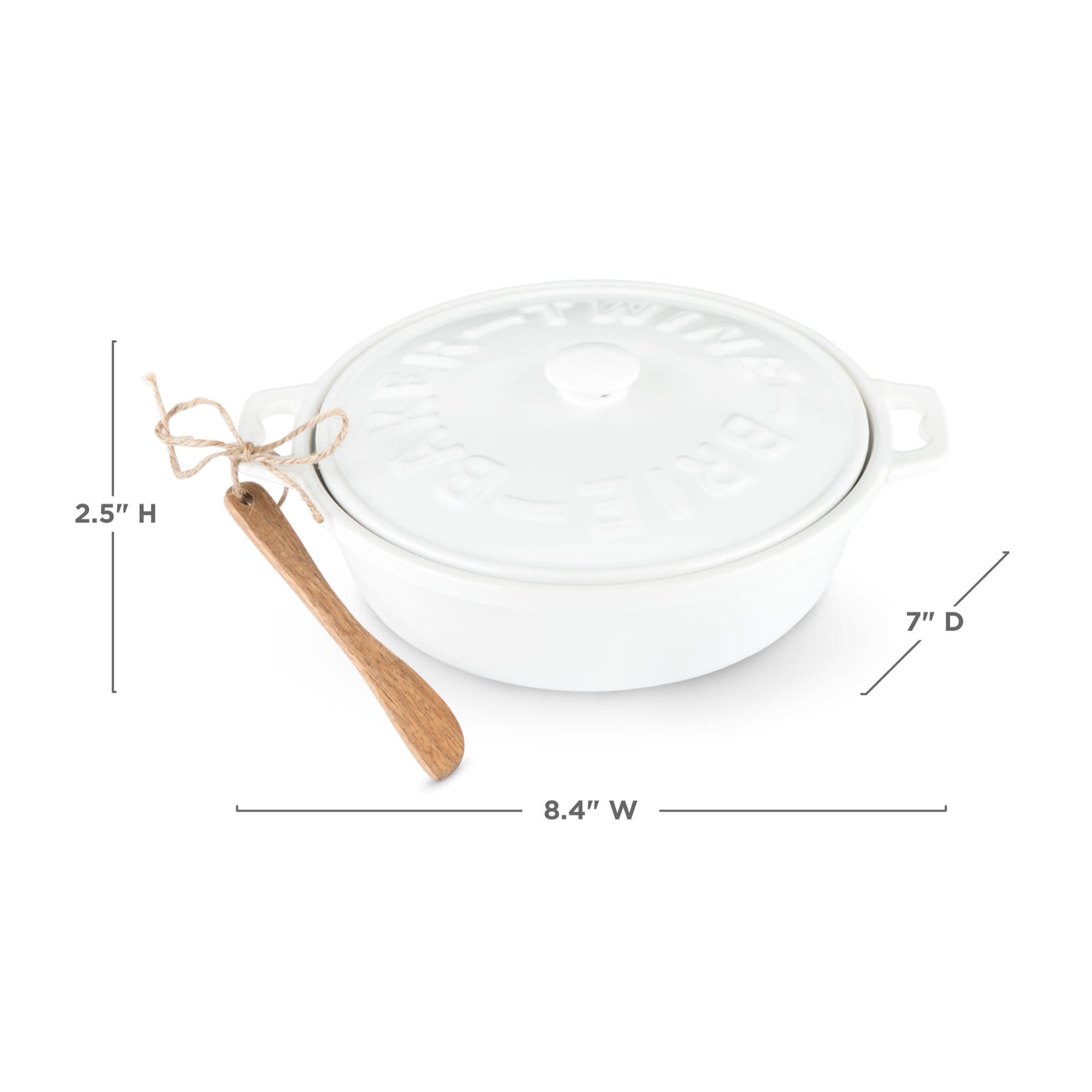 Ceramic Brie Baker & Acacia Wood Spreader Set