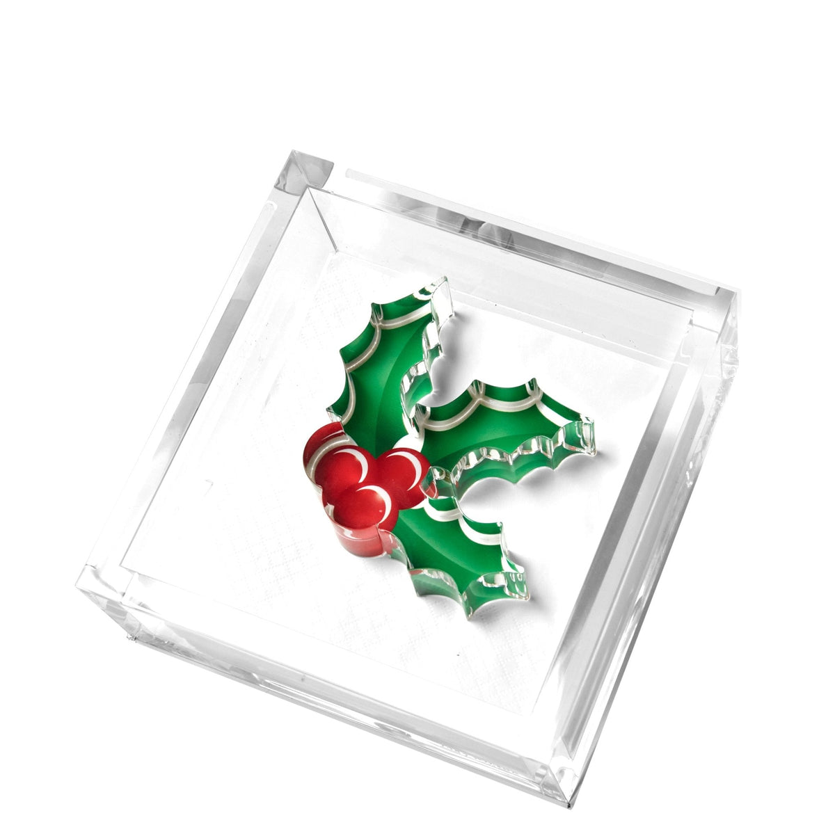 Holly Berries Acrylic Cocktail Napkin Holder - MaisonBeach
