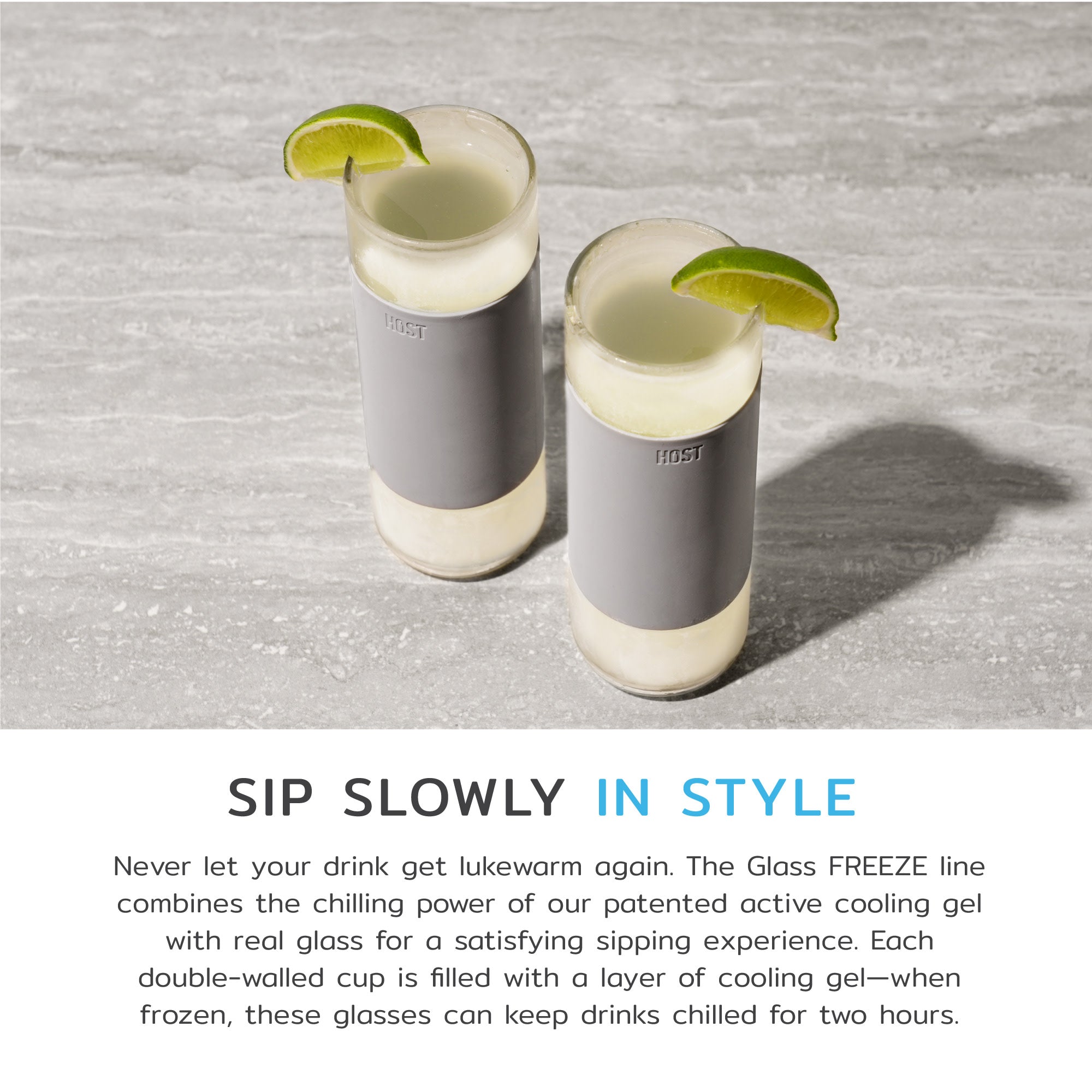 Glass Highball FREEZE™ in Gray, Set of 2