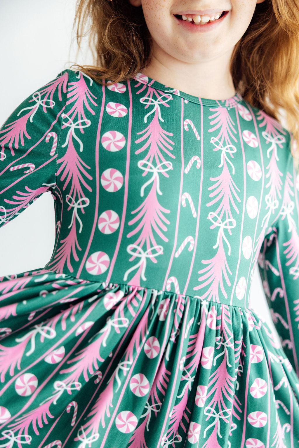 Christmas Treats L/S Ruffle Hem Twirl Dress - MaisonBeach